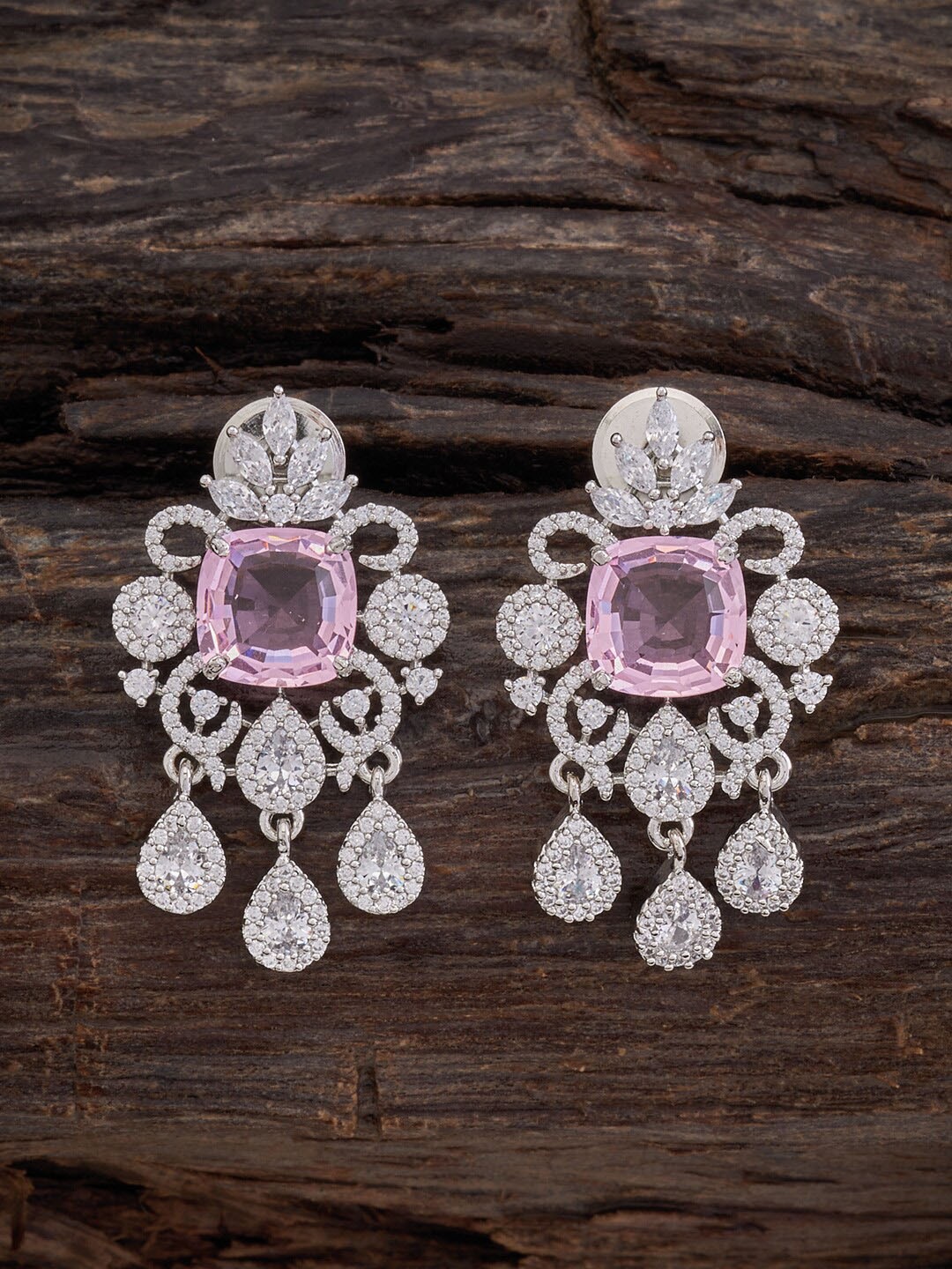 

Kushal's Fashion Jewellery Rose Gold-Plated Contemporary Drop Earrings, Silver