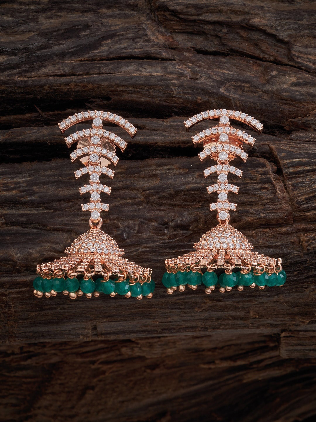 

Kushal's Fashion Jewellery Rose Gold-Plated Dome Shaped Jhumkas Earrings