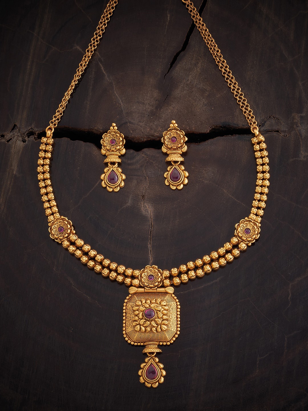 

Kushal's Fashion Stone Studded Jewellery Set, Gold