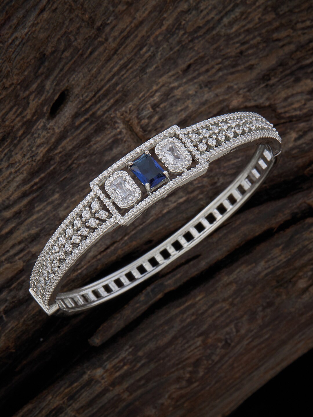 

Kushal's Fashion Jewellery Women Cubic Zirconia Kada Bracelet, Silver