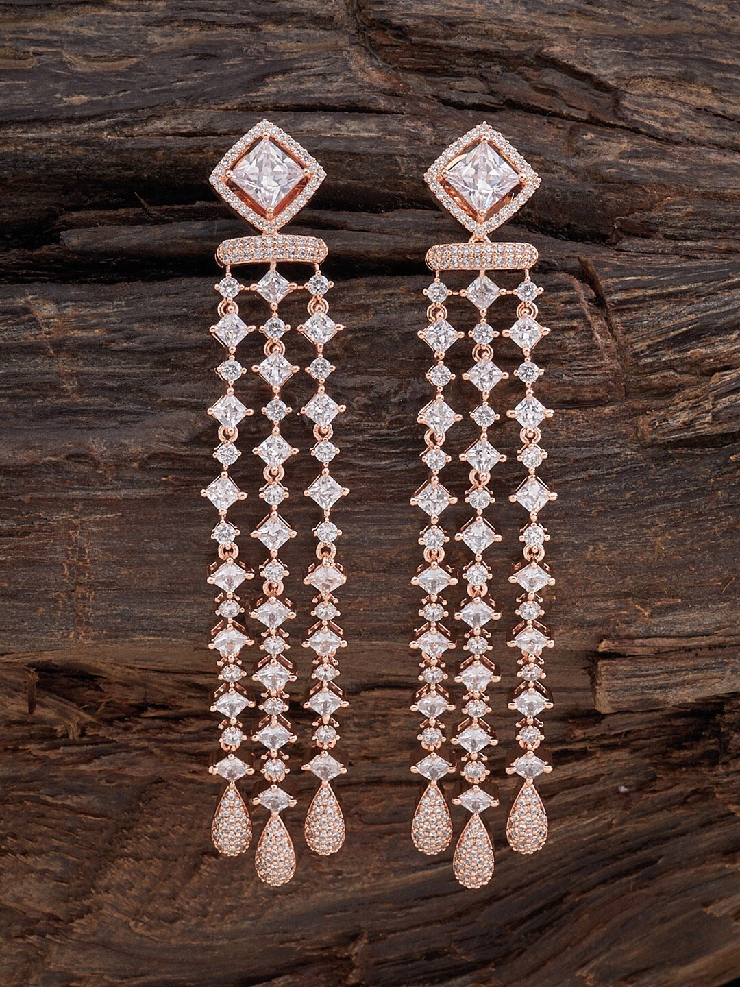 

Kushal's Fashion Jewellery Rose Gold-Plated Contemporary Drop Earrings, White