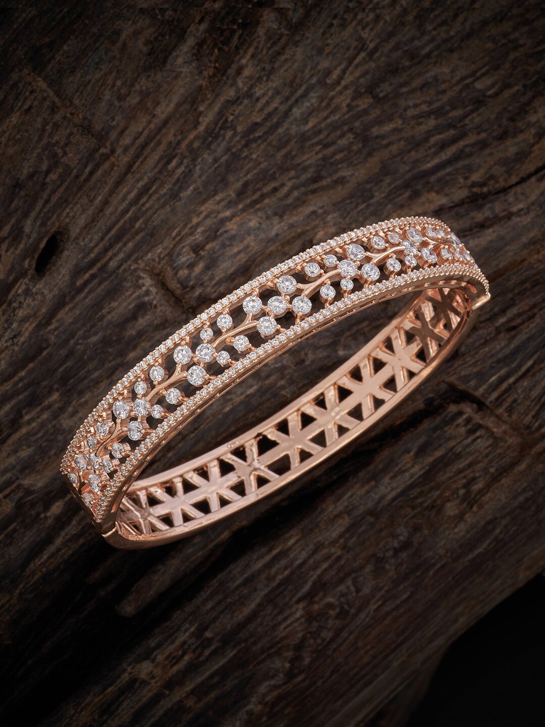 

Kushal's Fashion Jewellery Rose Gold-Plated Cubic Zirconia Bangle Bracelet