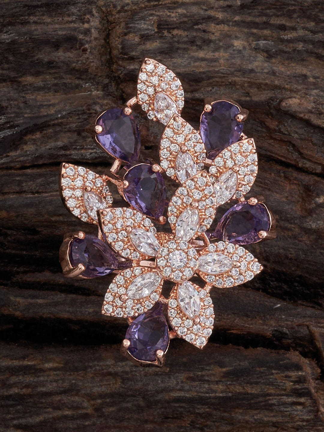 

Kushal's Fashion Jewellery Rose Gold-Plated CZ-Studded Ring