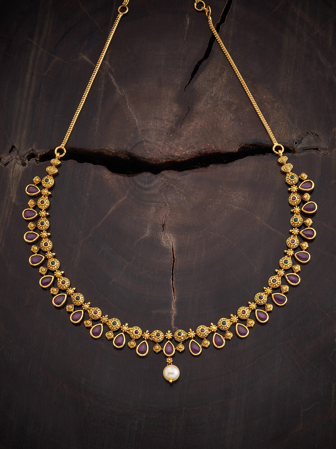 

Kushal's Fashion Jewellery Gold-Plated Stone Studded Necklace