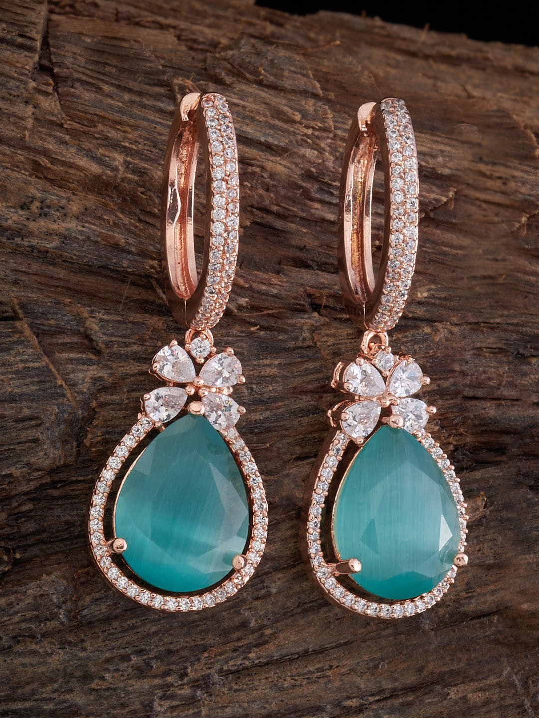 

Kushal's Fashion Jewellery Rose Gold-Plated Teardrop Shaped Drop Earrings