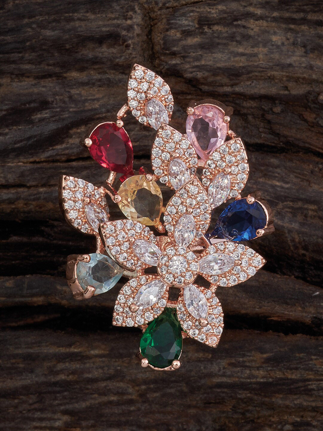 

Kushal's Fashion Jewellery Rose Gold-Plated CZ-Studded Ring