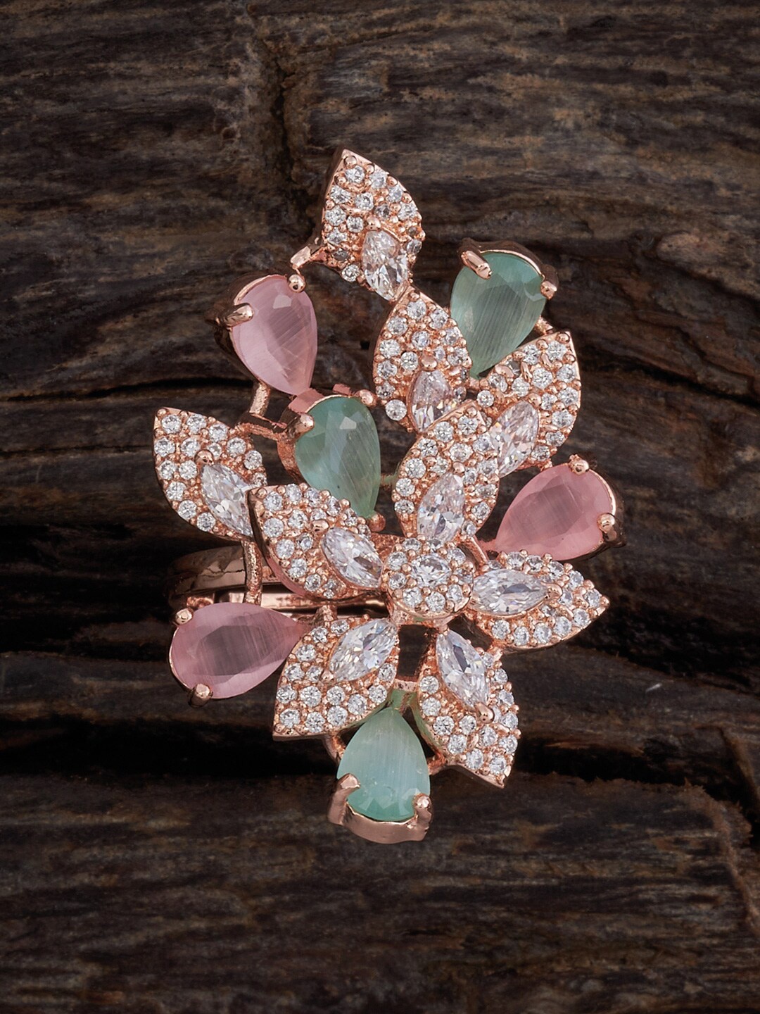 

Kushal's Fashion Jewellery Rose Gold-Plated CZ-Studded Ring