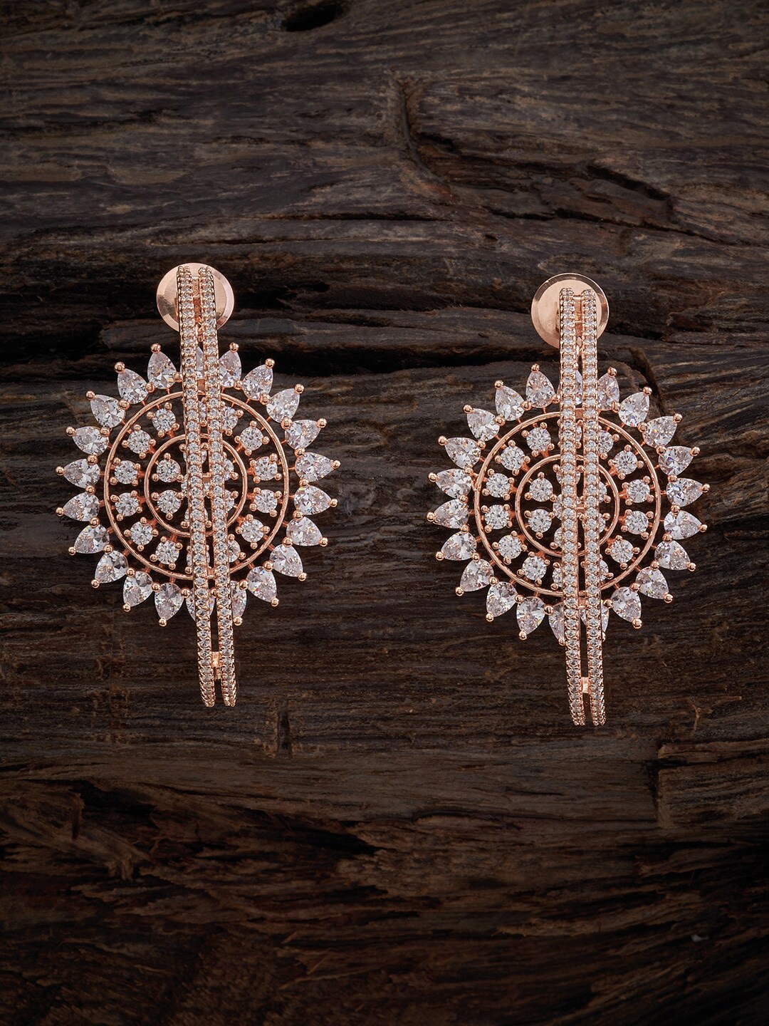 

Kushal's Fashion Jewellery Rose Gold-Plated Floral Designed Drop Earrings