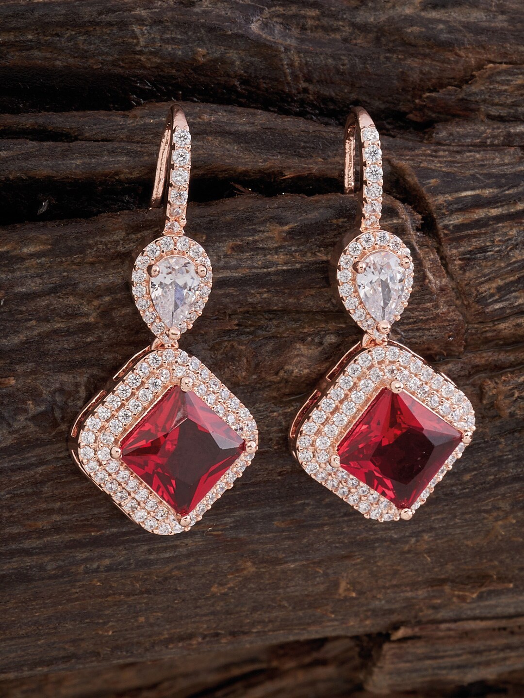 

Kushal's Fashion Jewellery Rose Gold-Plated Diamond Shaped Drop Earrings
