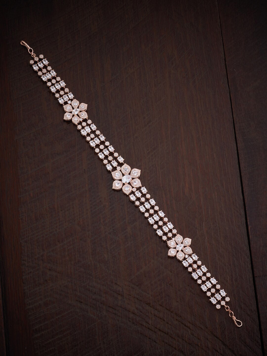 

Kushal's Fashion Jewellery Rose Gold-Plated Stone-Studded & Beaded Sheeshphool, White