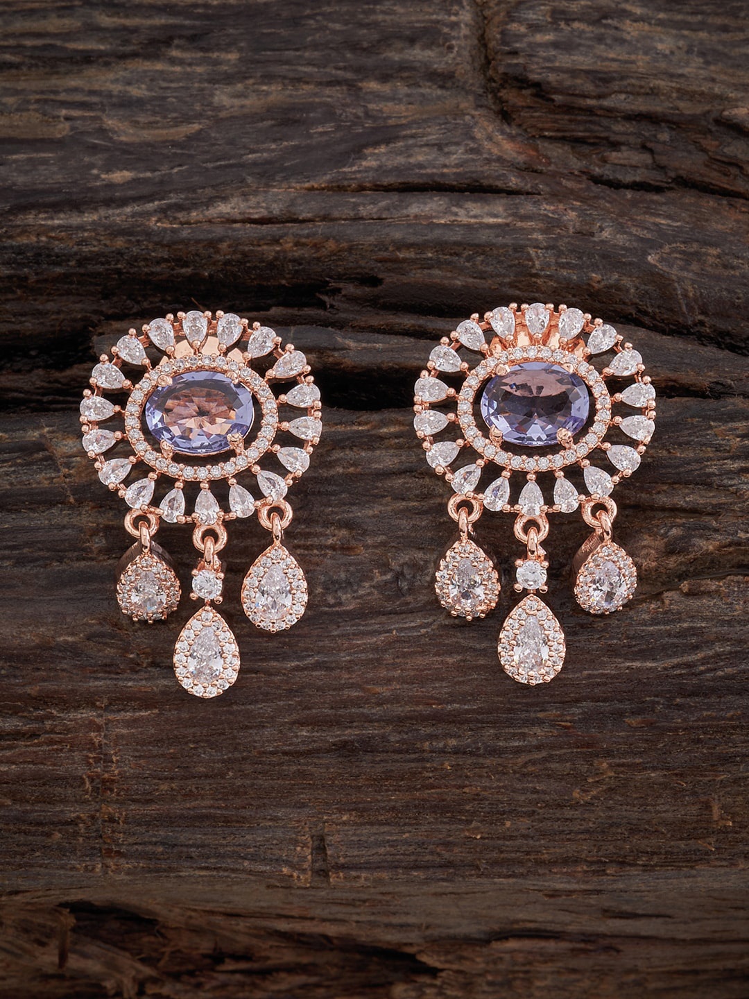 

Kushal's Fashion Jewellery Rose Gold-Plated Oval Drop Earrings