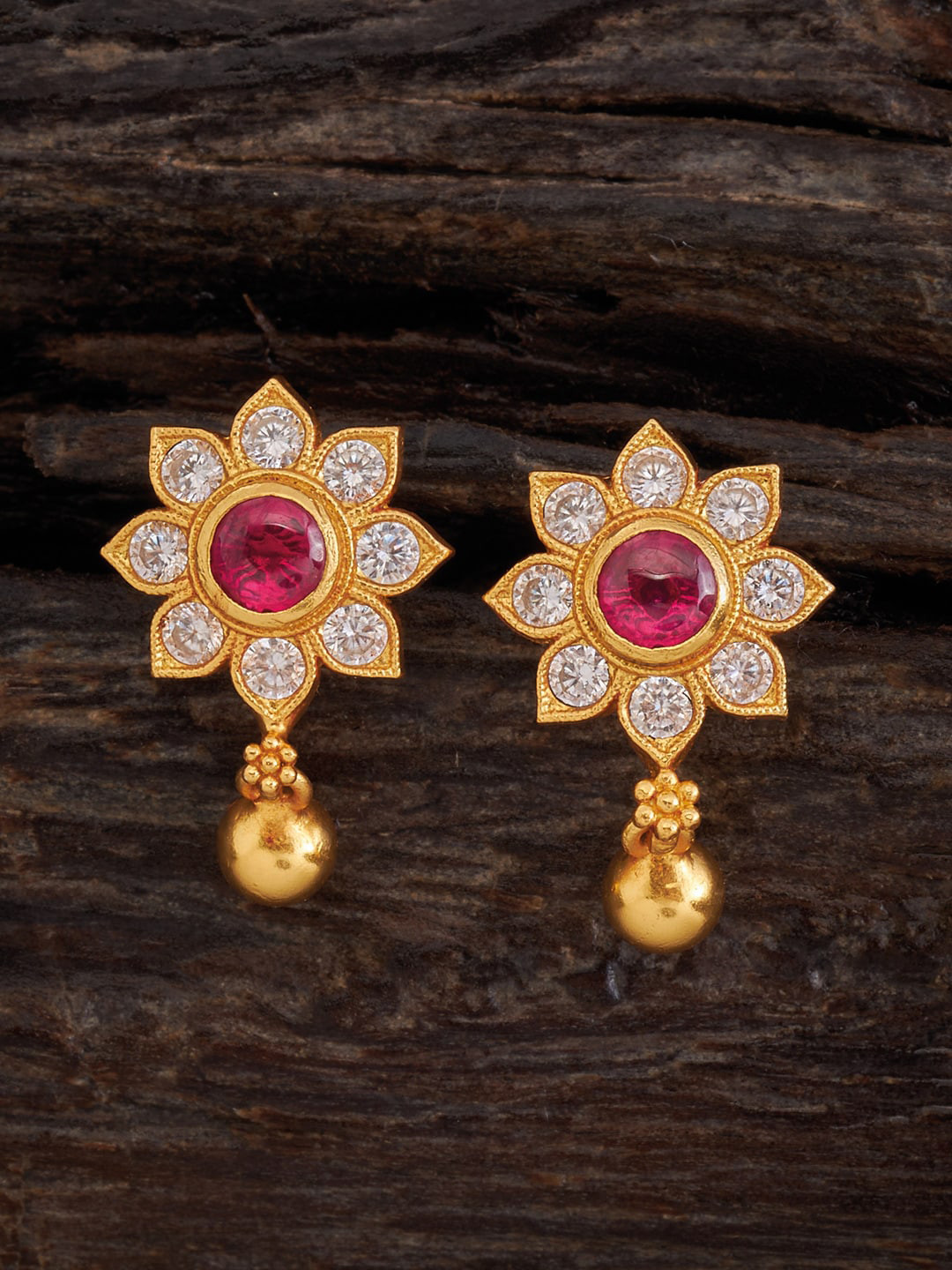 

Kushal's Fashion Jewellery 92.5 Pure Silver Gold-Plated Floral Drop Earrings