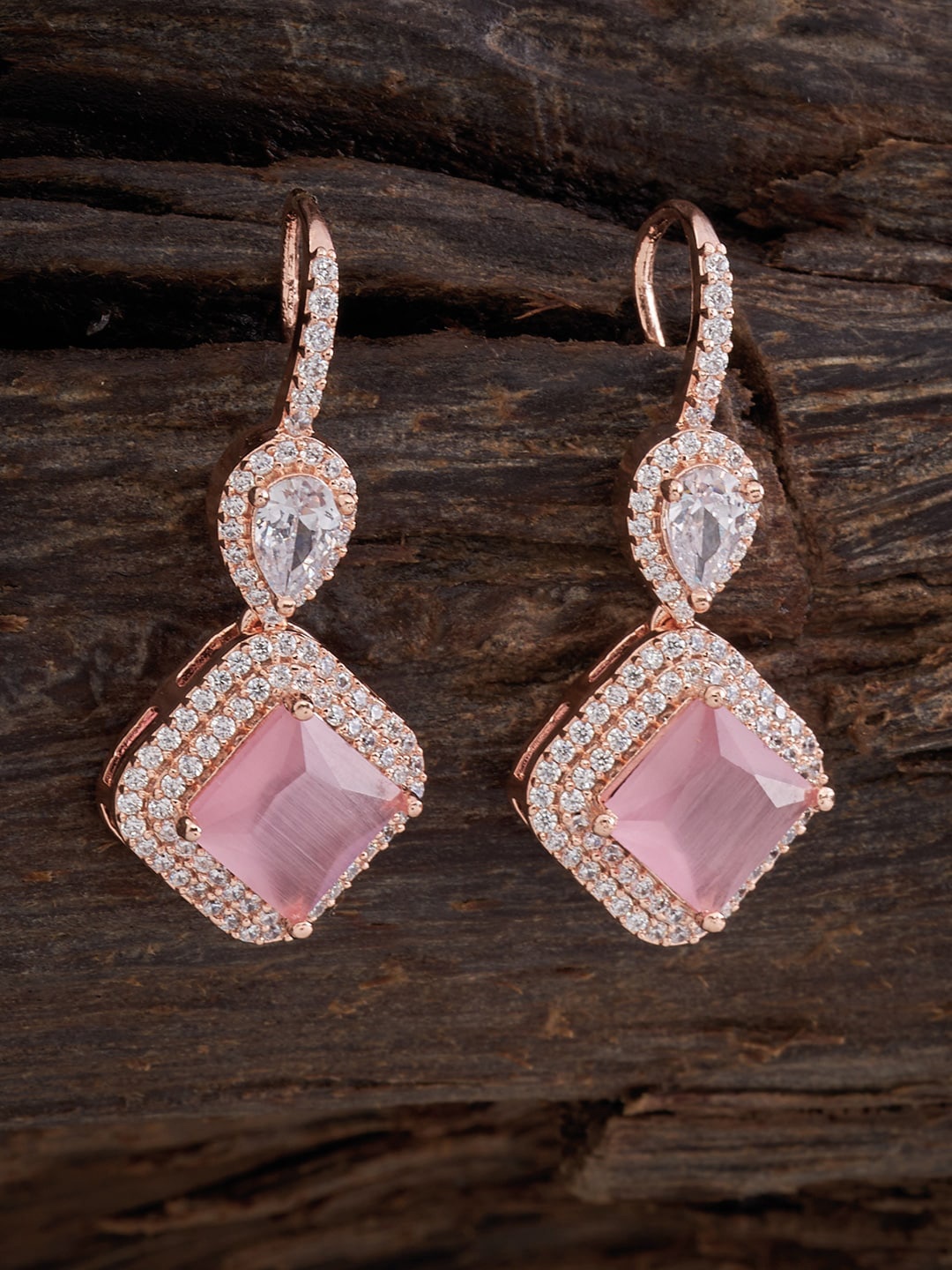 

Kushal's Fashion Jewellery Rose Gold-Plated Diamond Shaped Drop Earrings