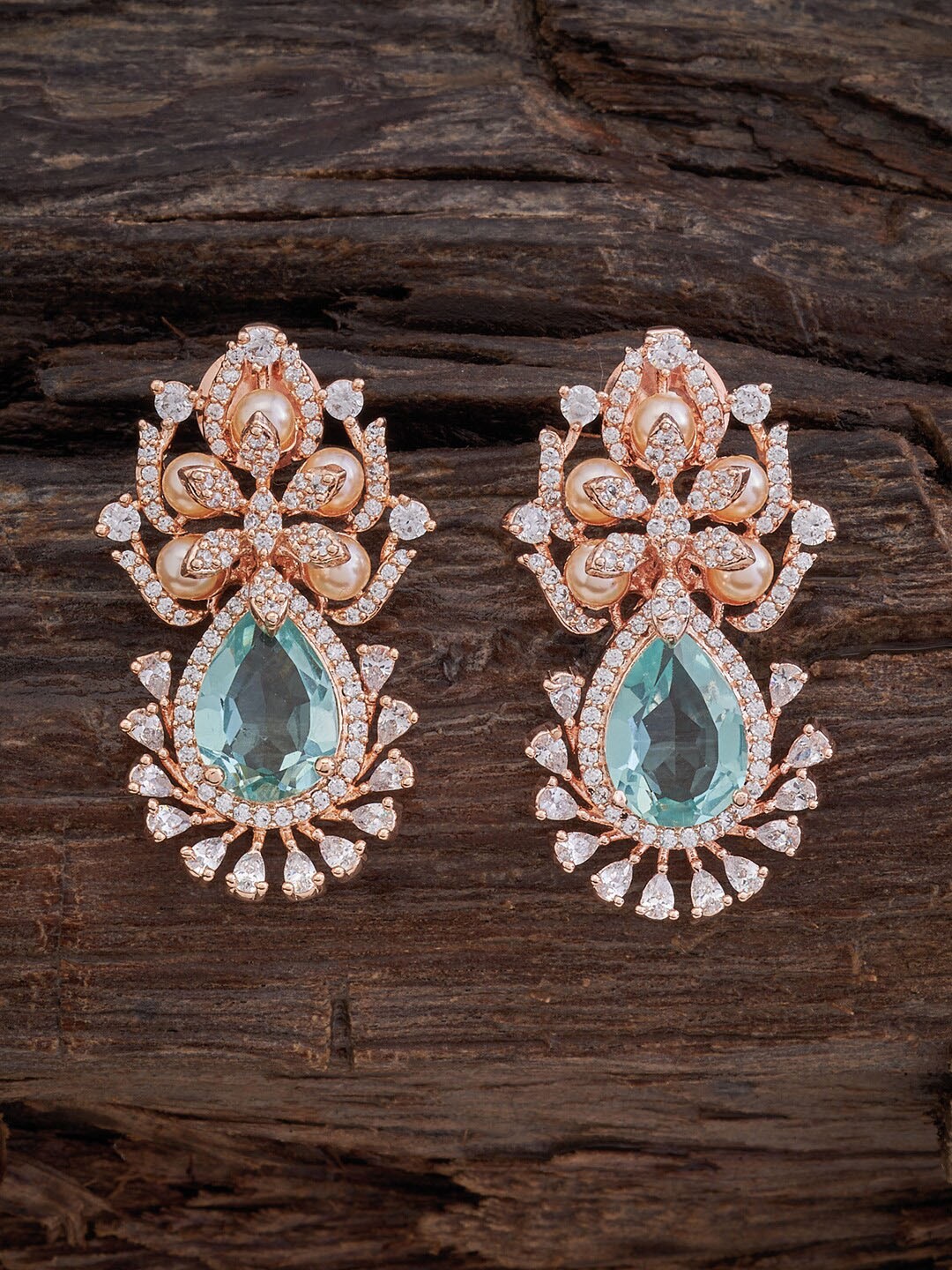 

Kushal's Fashion Jewellery Rose Gold-Plated Teardrop Shaped Drop Earrings