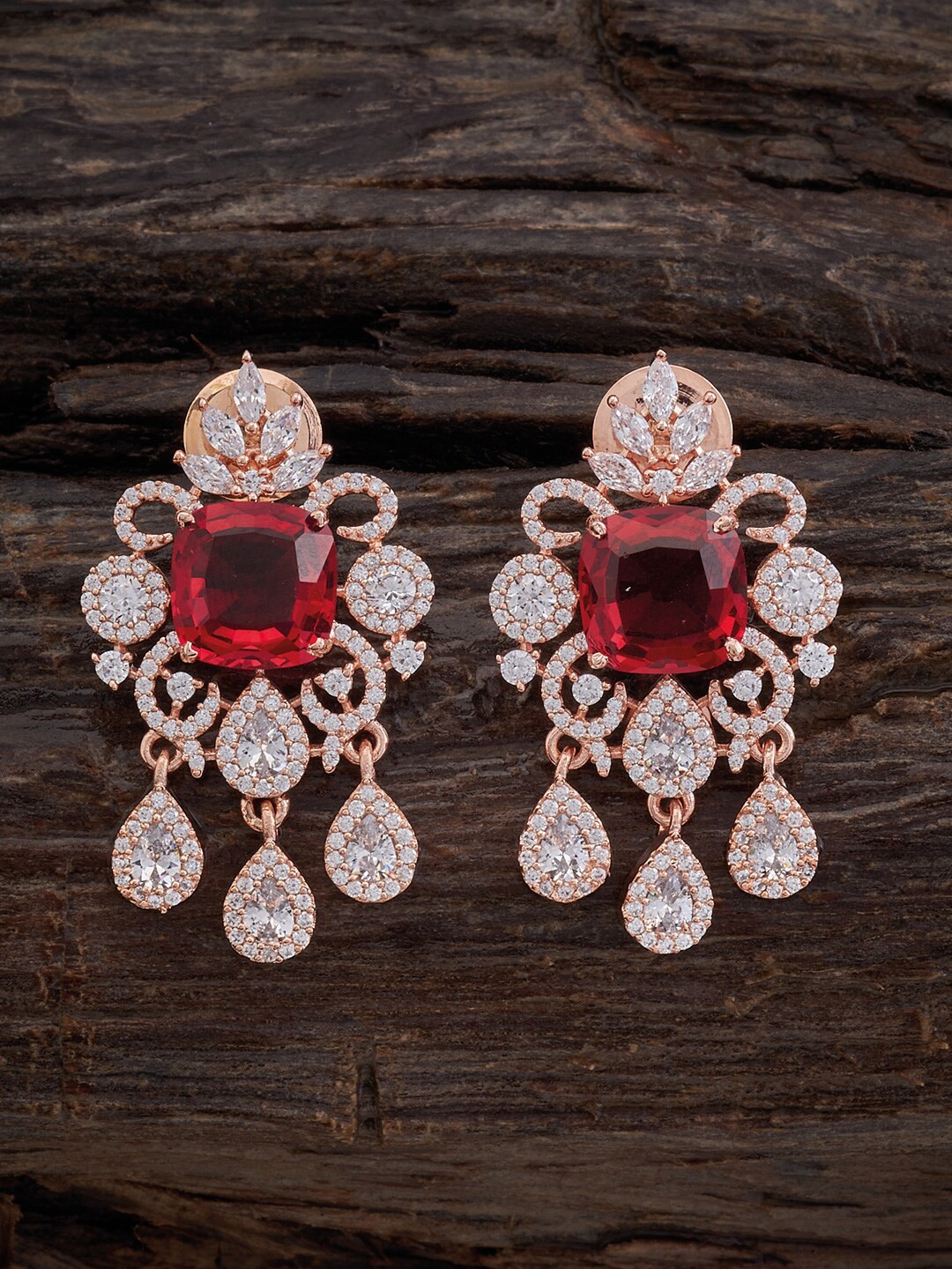 

Kushal's Fashion Jewellery Rose Gold-Plated Teardrop Drop Earrings
