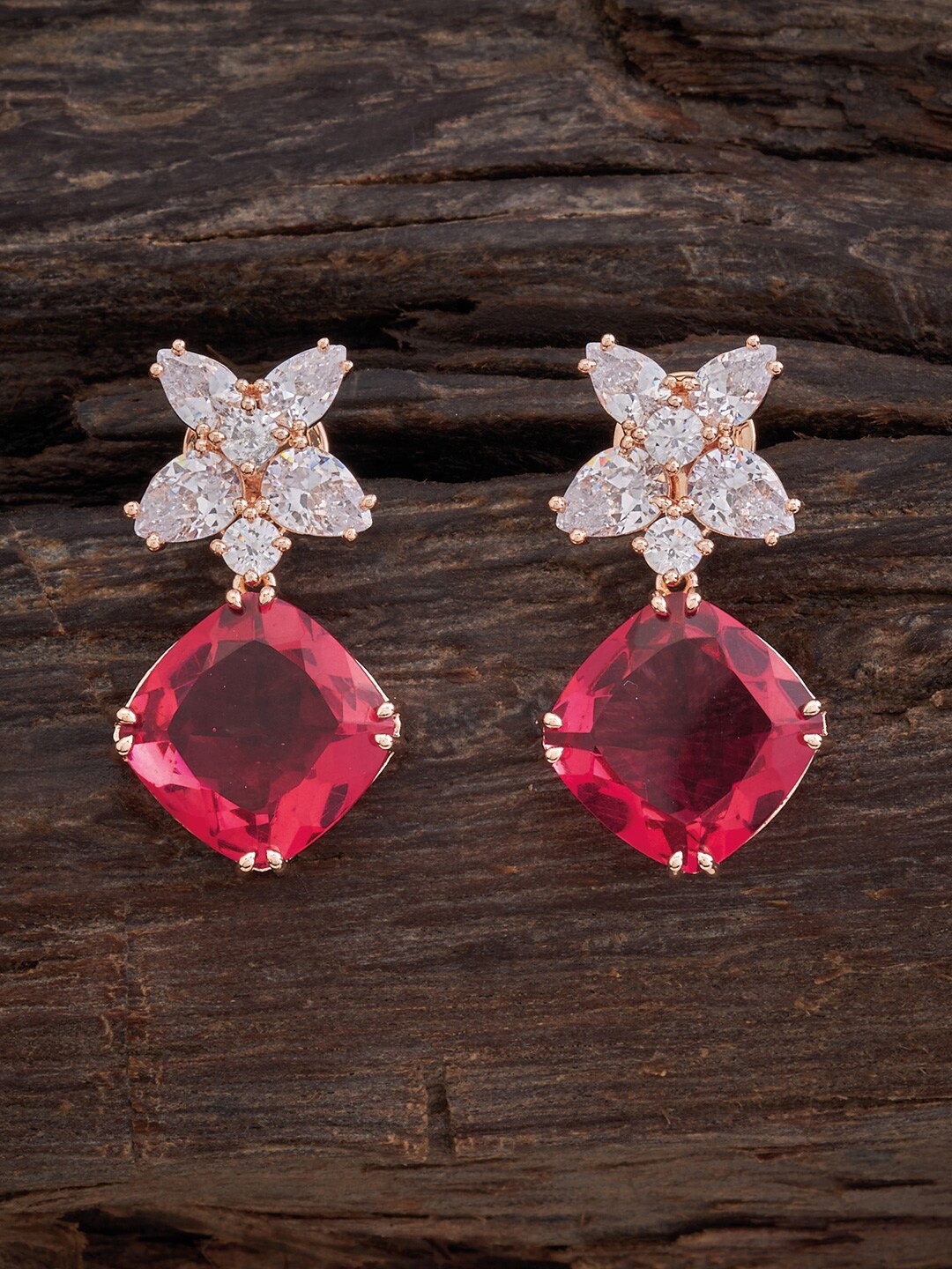 

Kushal's Fashion Jewellery Rose Gold-Plated Diamond Shaped Drop Earrings