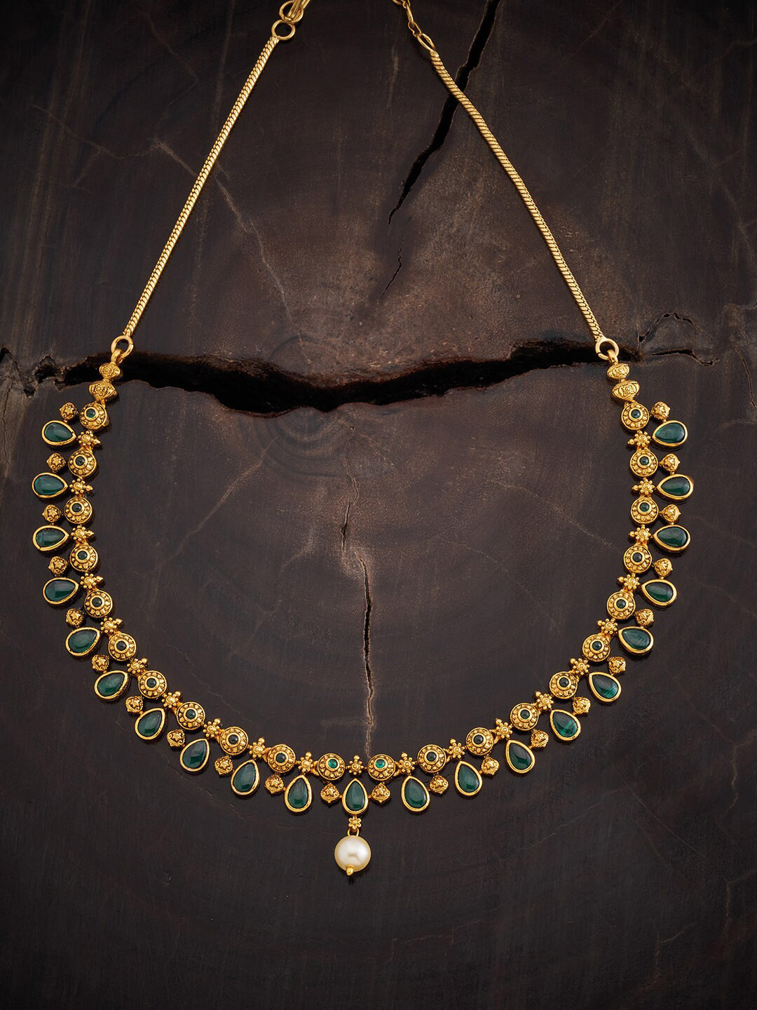

Kushal's Fashion Jewellery Copper Antique Necklace, Gold
