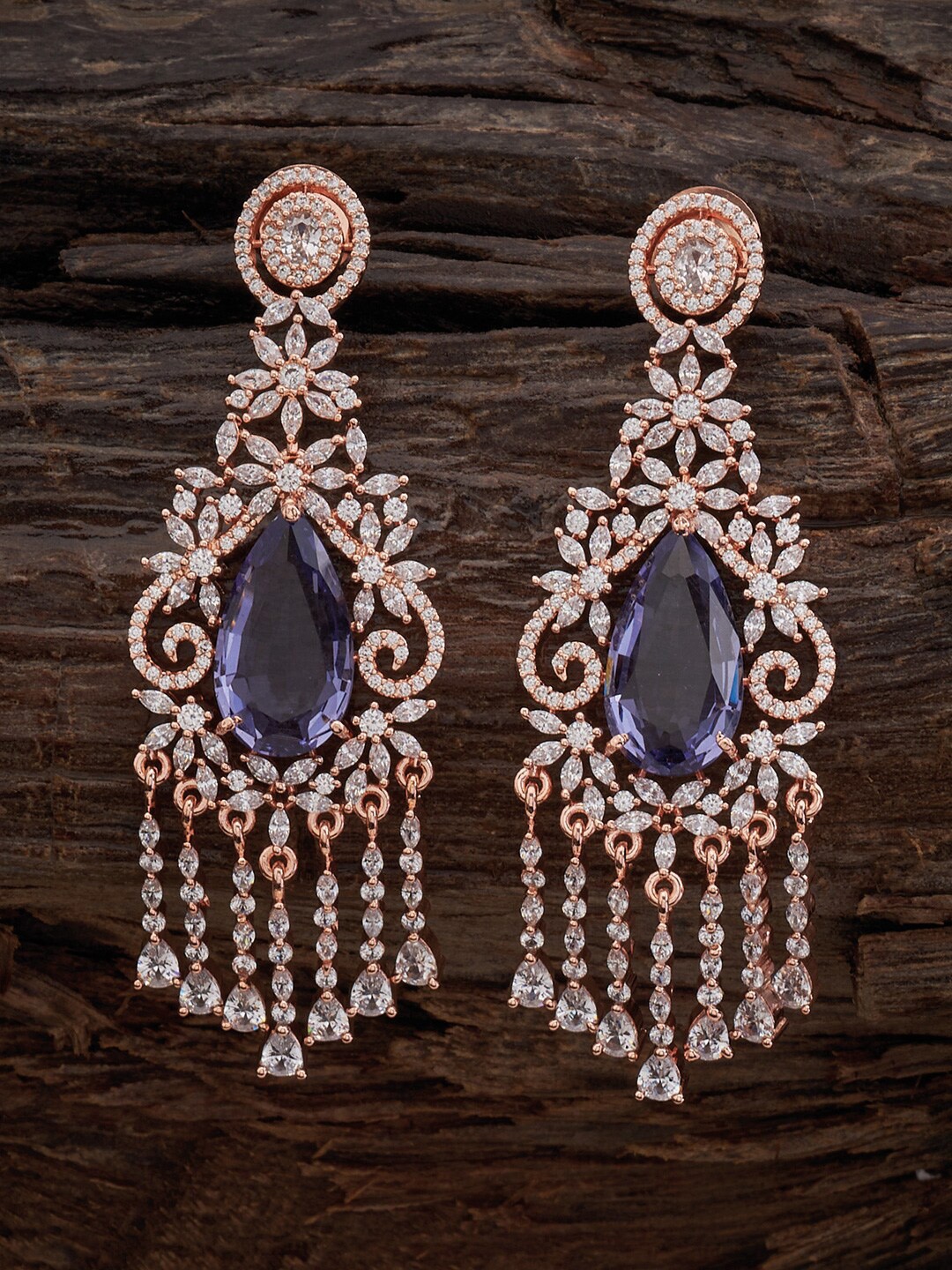 

Kushal's Fashion Jewellery Rose Gold-Plated Teardrop Dropped Earrings
