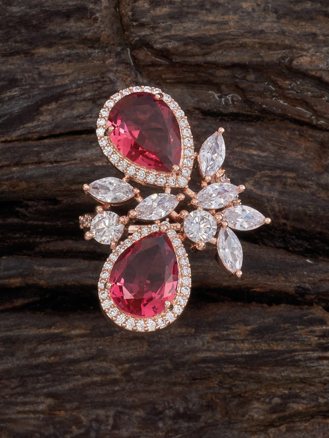 

Kushal's Fashion Jewellery Rose Gold-Plated CZ-Studded Ring