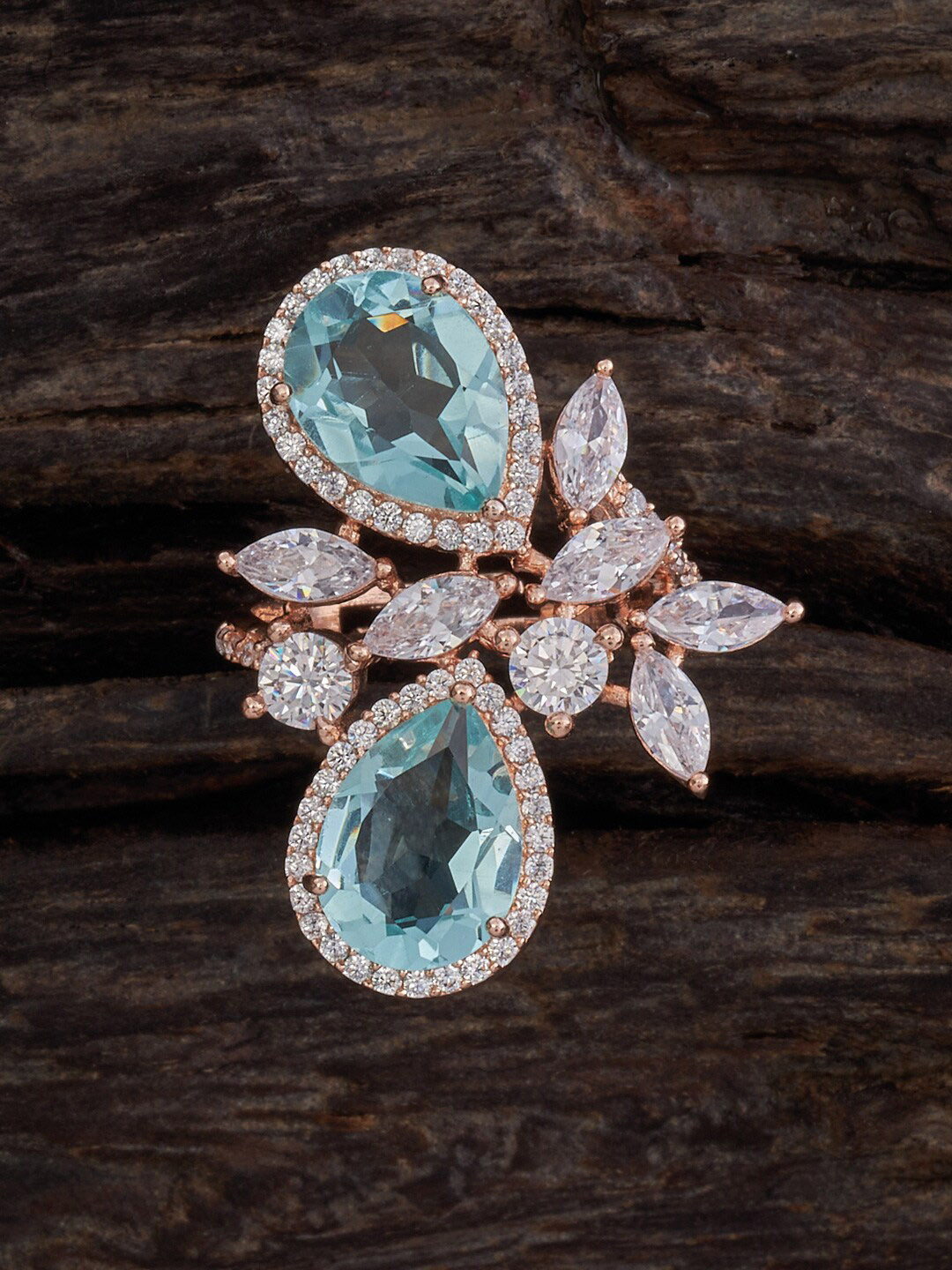 

Kushal's Fashion Jewellery Rose Gold-Plated CZ-Studded Ring