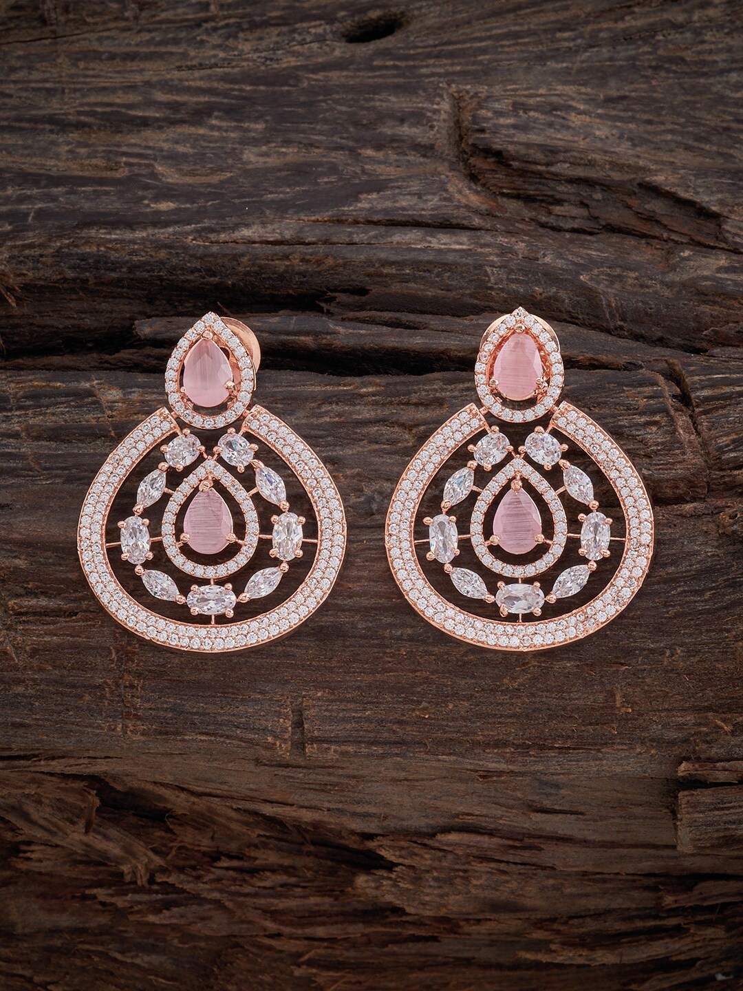 

Kushal's Fashion Jewellery Rose Gold-Plated Teardrop Shaped Drop Earrings