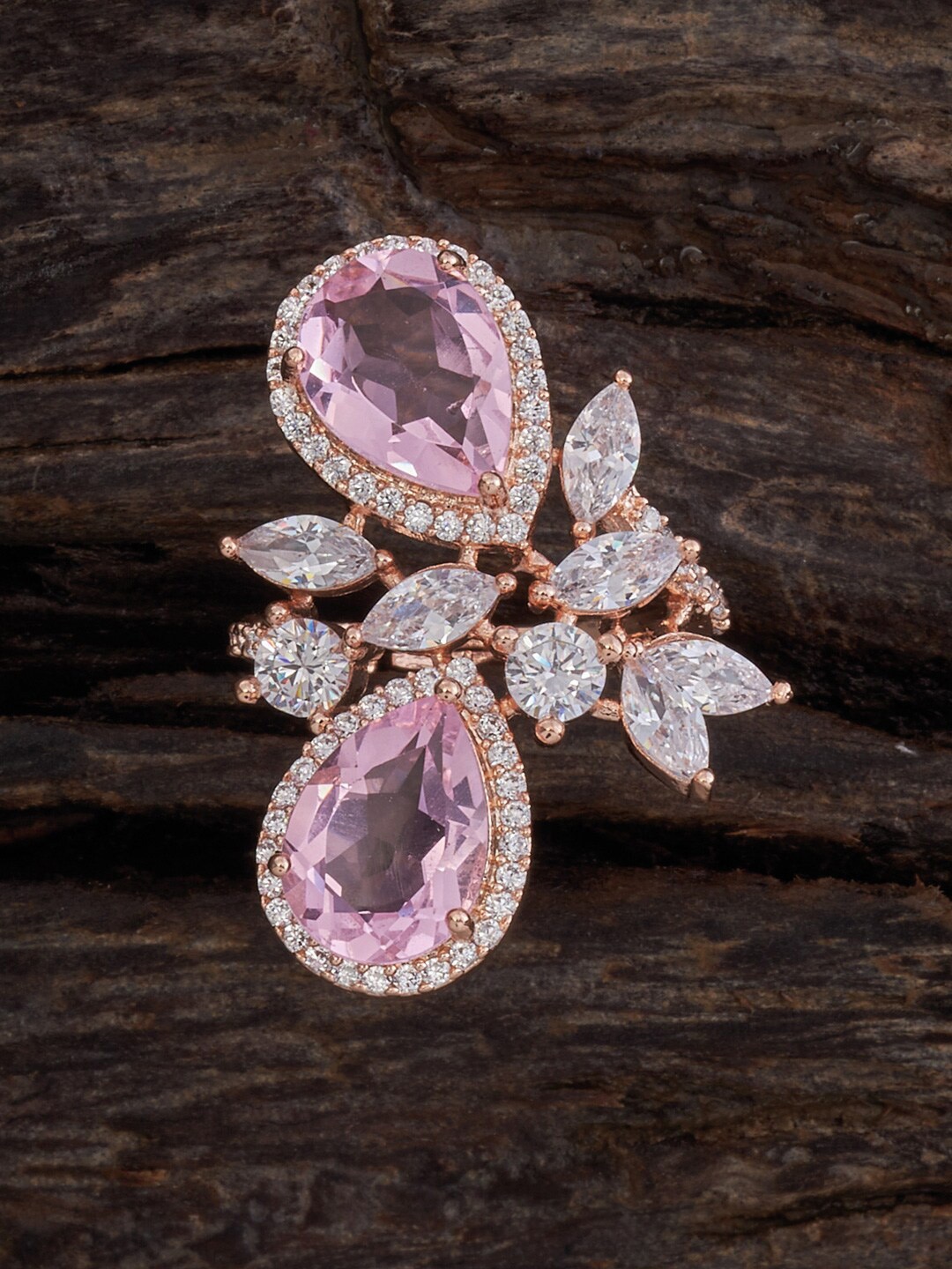 

Kushal's Fashion Jewellery Rose Gold-Plated CZ-Studded Ring
