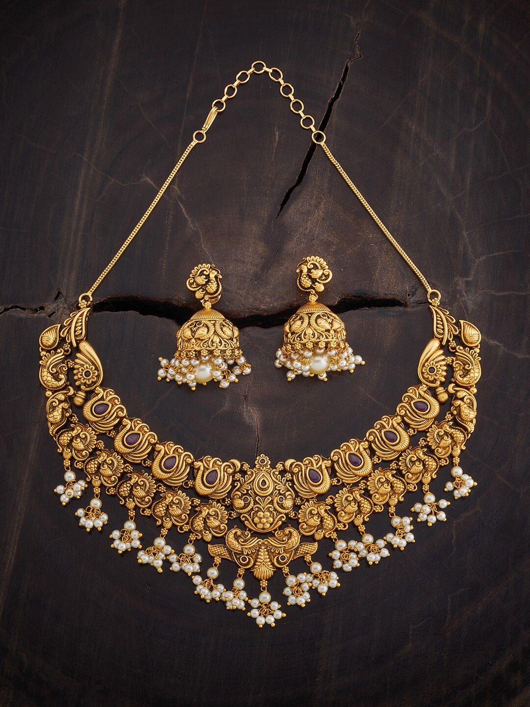

Kushal's Fashion Jewellery Stone Studded & Beaded Jewellery Set, Gold