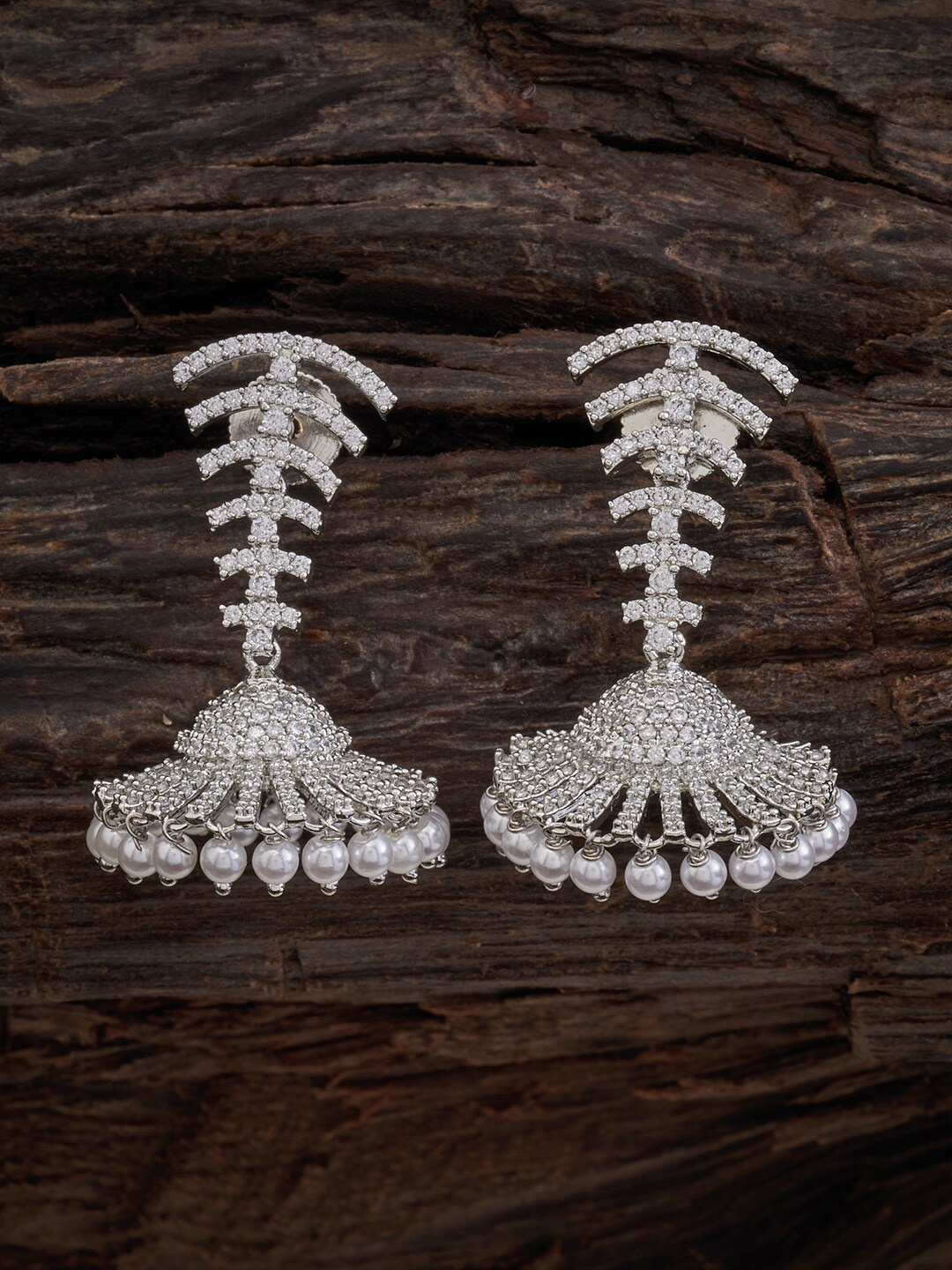 

Kushal's Fashion Jewellery Silver-Plated Jhumkas