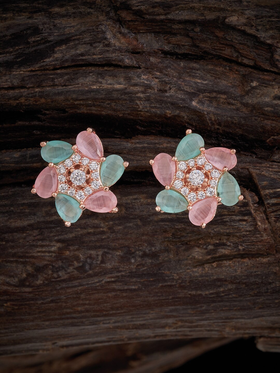 

Kushal's Fashion Jewellery Rose-Gold-Plated Floral Studs Earrings