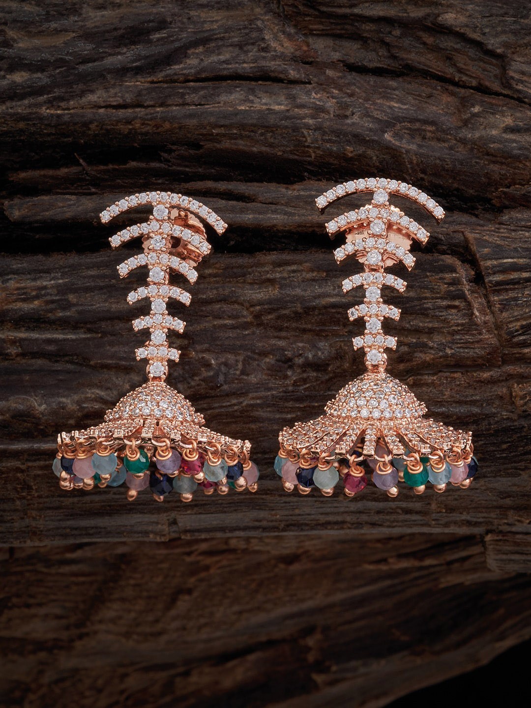 

Kushal's Fashion Jewellery Rose-Gold Plated Classic Jhumkas