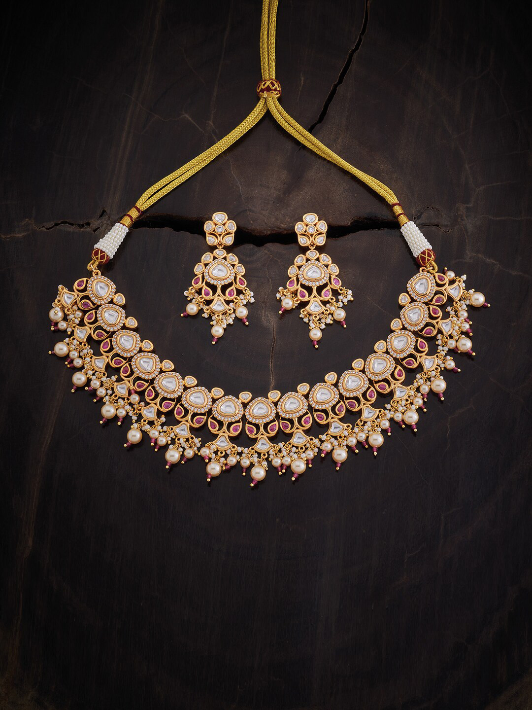 

Kushal's Fashion Jewellery Kundan Studded & Beaded Jewellery Set, Gold