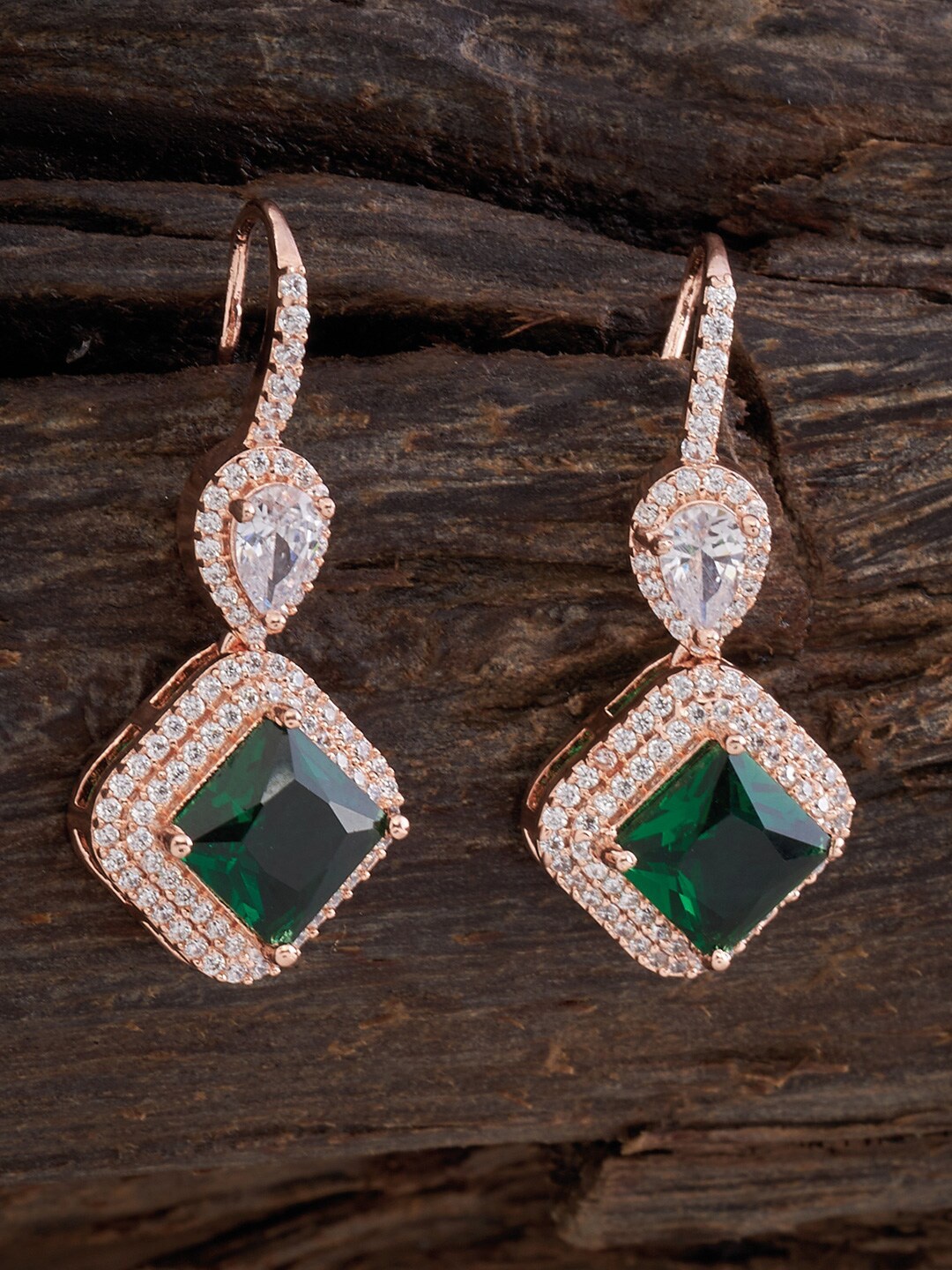 

Kushal's Fashion Jewellery Rose Gold-Plated Diamond Shaped Studs Earrings