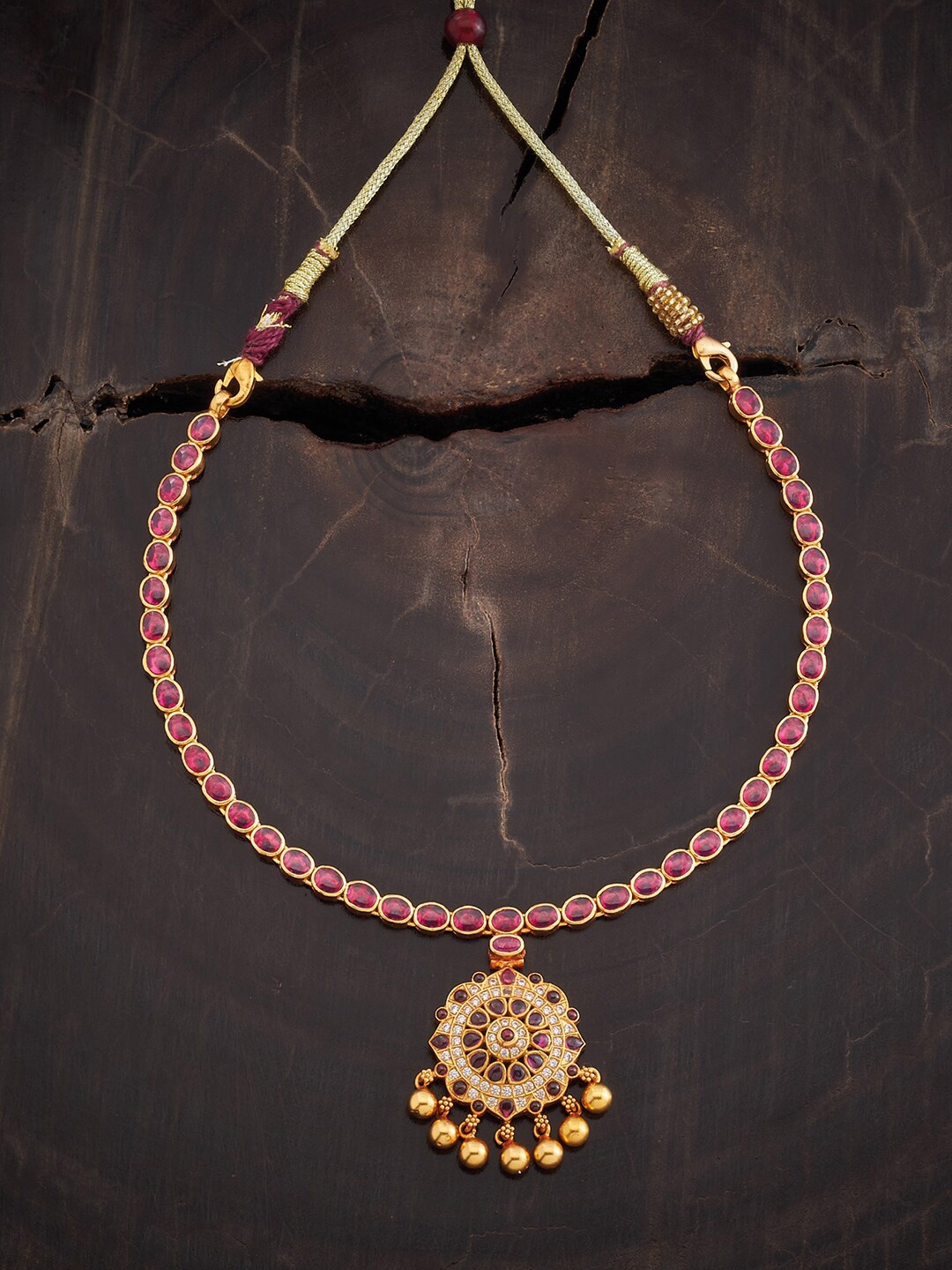 

Kushal's Fashion Jewellery Silver Temple Necklace, Gold