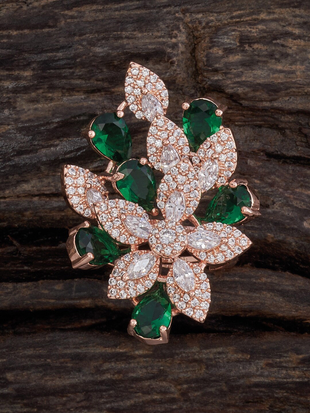 

Kushal's Fashion Jewellery Rose Gold-Plated CZ-Studded Finger Ring