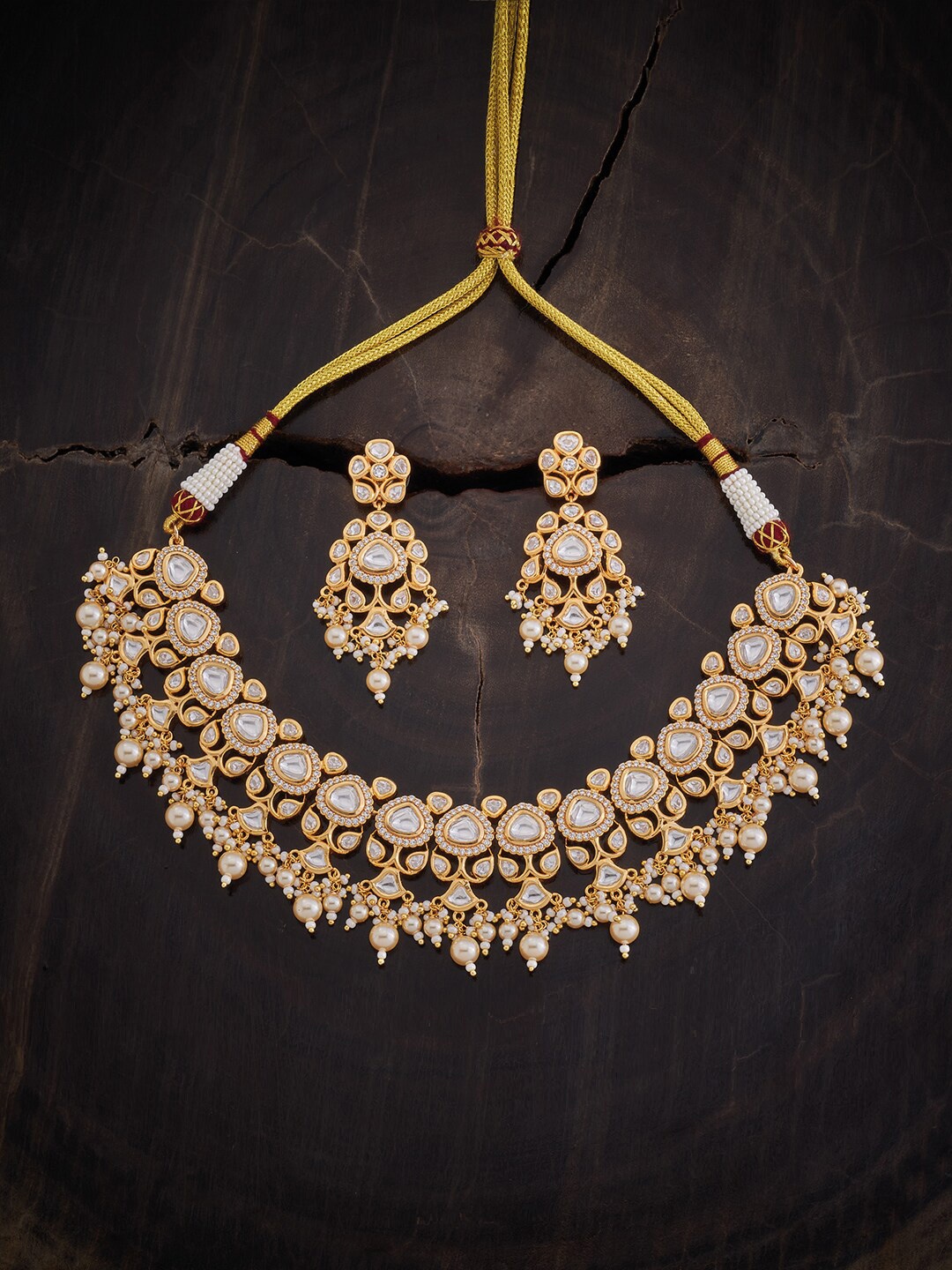 

Kushal's Fashion Jewellery Kundan Studded & Beaded Jewellery Set, Gold