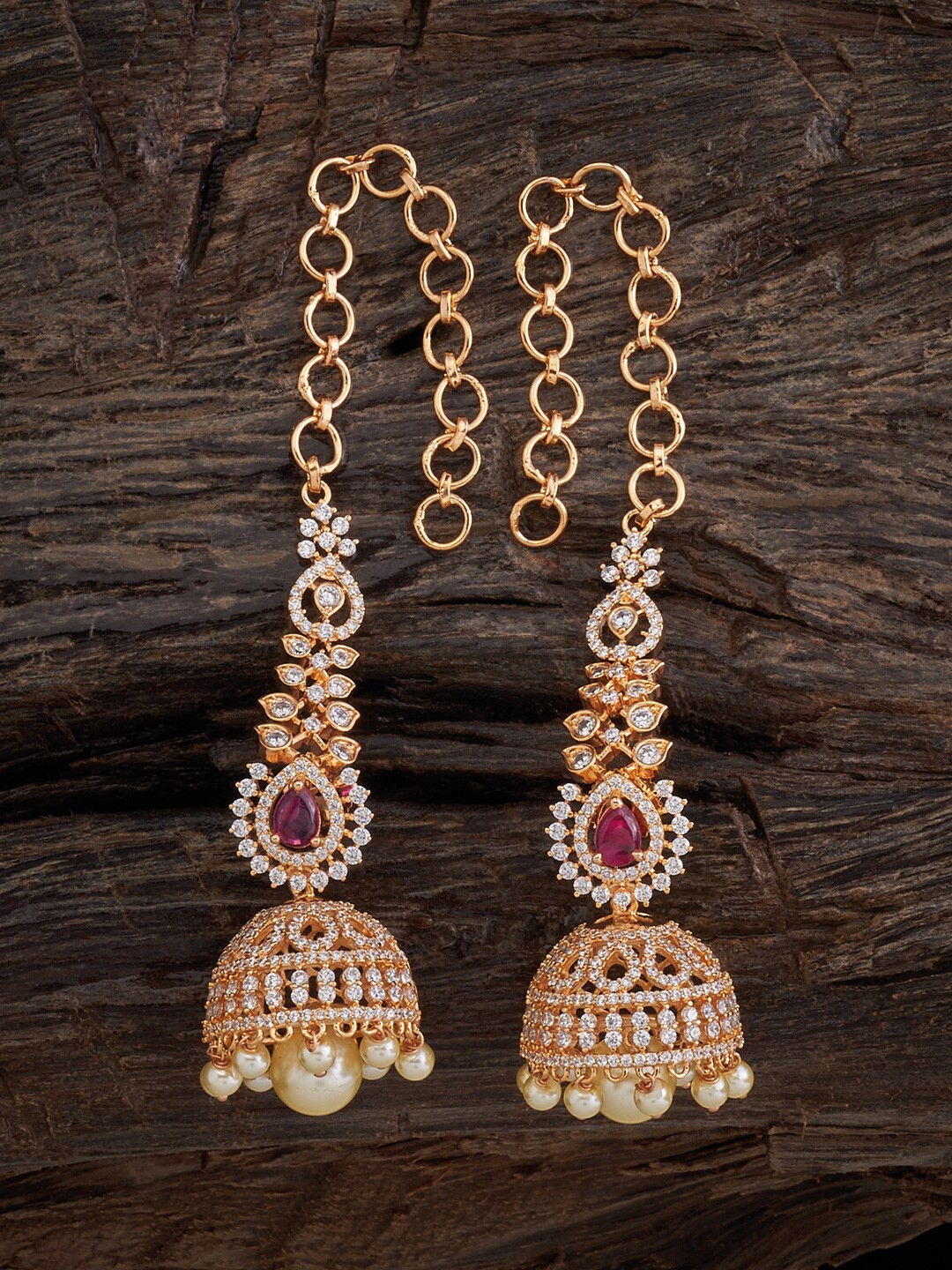 

Kushal's Fashion Jewellery Gold-Plated Dome Shaped Jhumkas