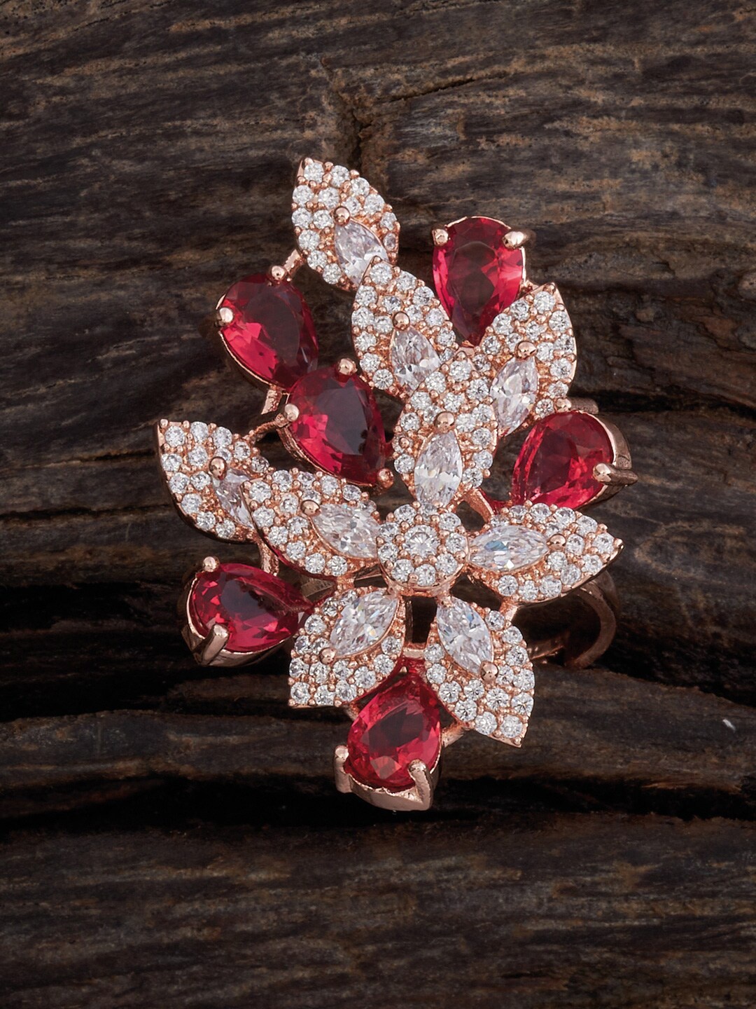 

Kushal's Fashion Jewellery Rose Gold-Plated CZ-Studded Ring