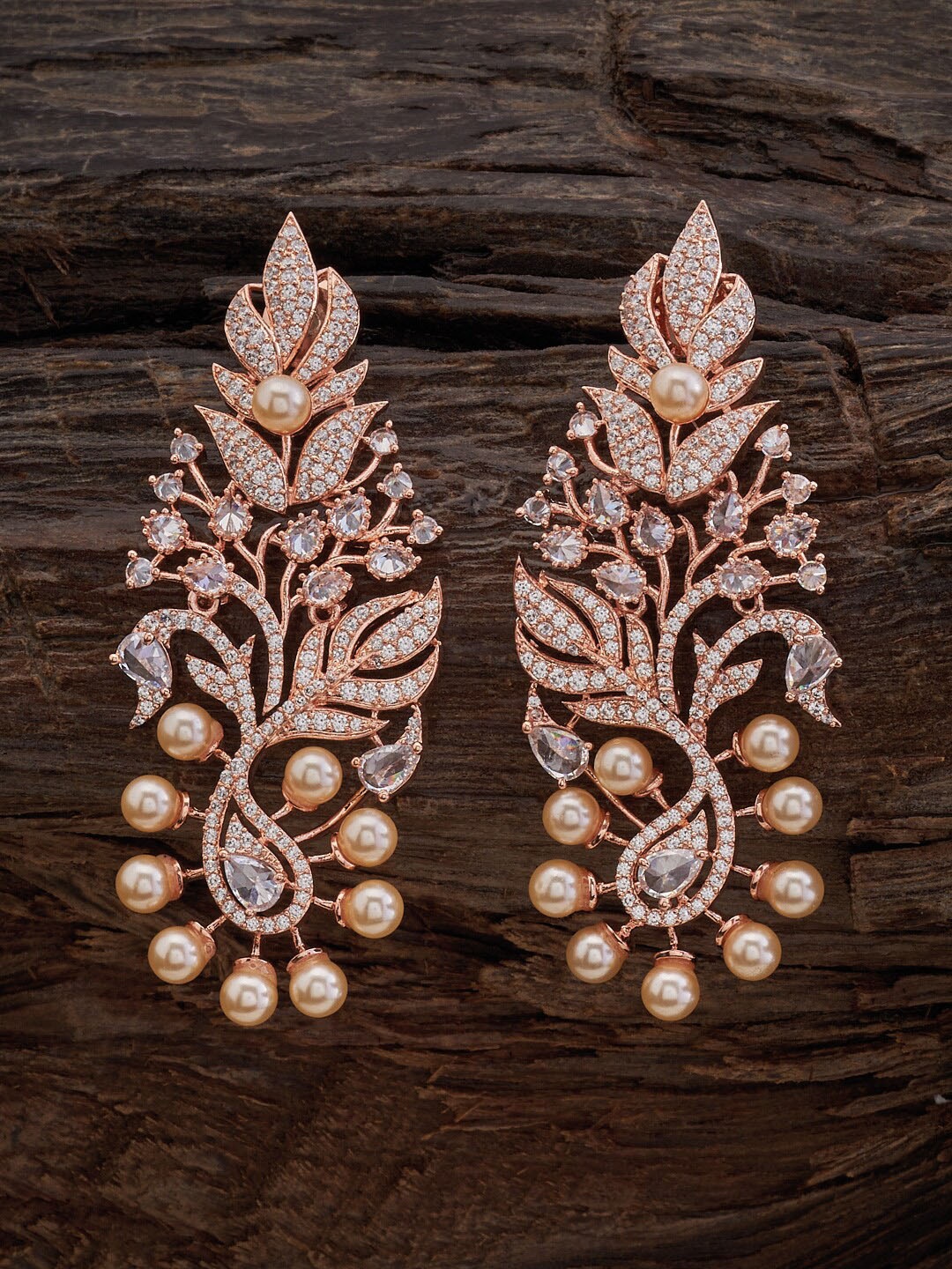 

Kushal's Fashion Jewellery Rose-Gold Plated Contemporary Drop Earrings