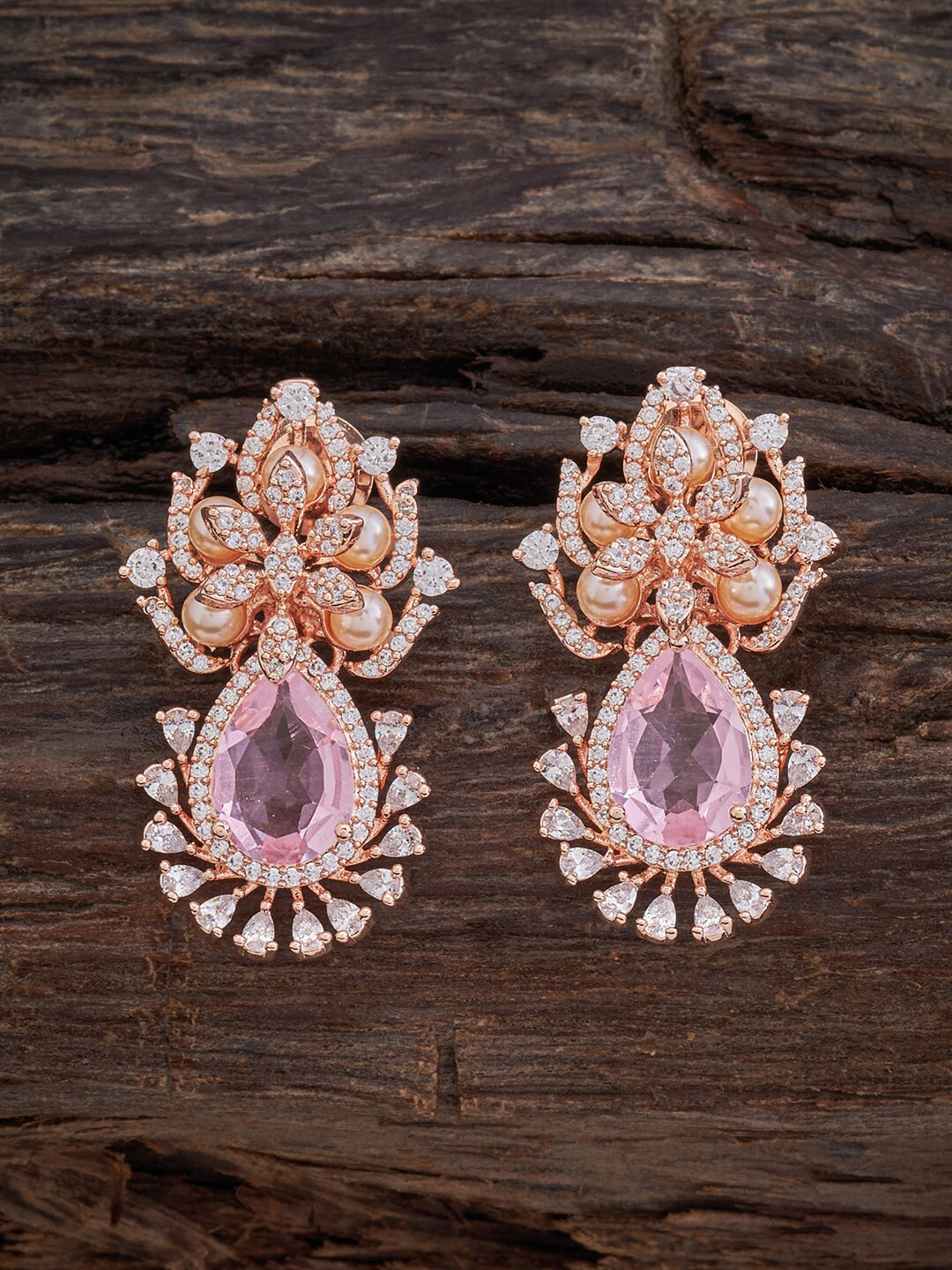 

Kushal's Fashion Jewellery Rose Gold-Plated Teardrop Shaped Drop Earrings