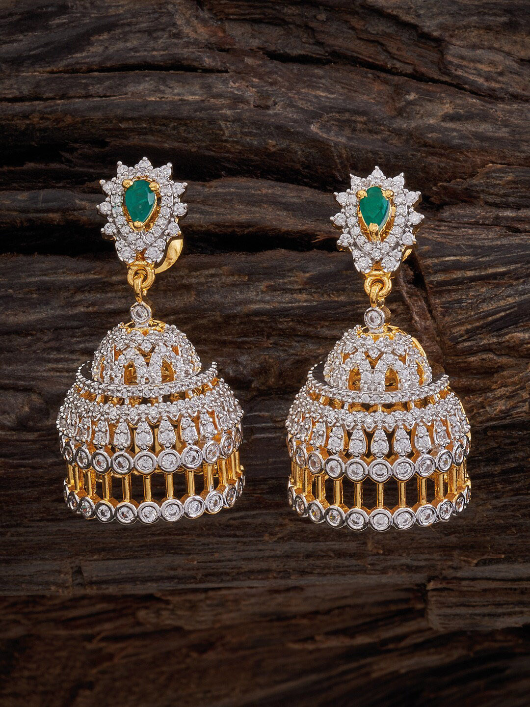 

Kushal's Fashion Jewellery 92.5 Pure Silver Gold-plated Dome Shaped Jhumkas