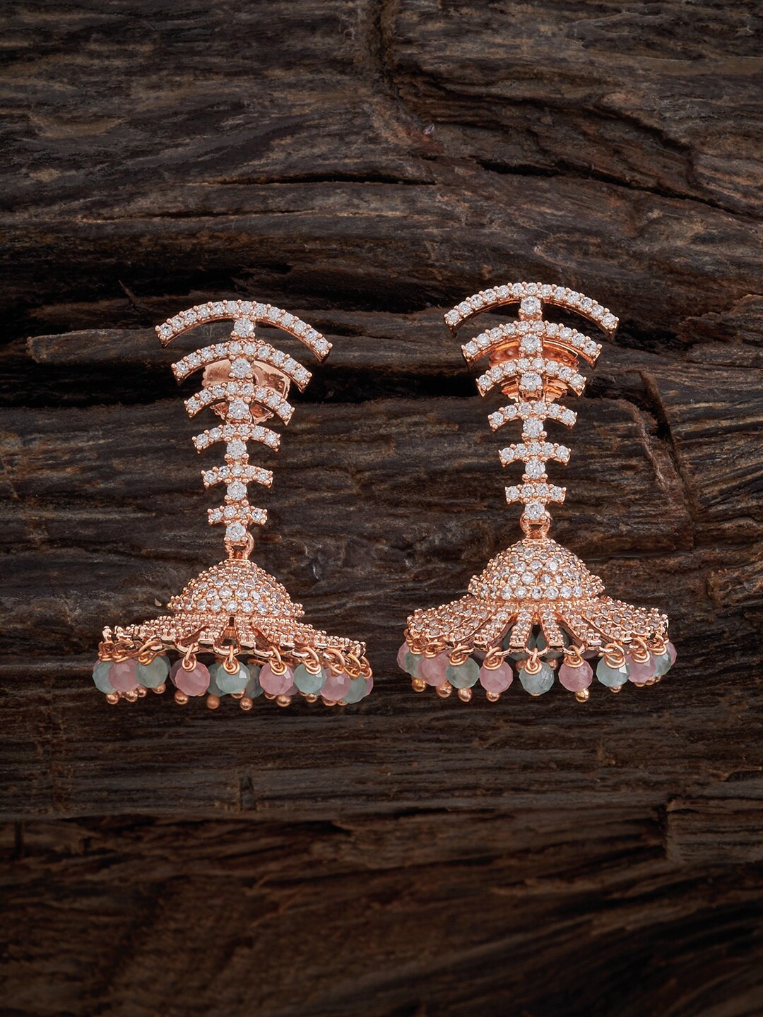 

Kushal's Fashion Jewellery Rose Gold-Plated Classic Jhumkas Earrings