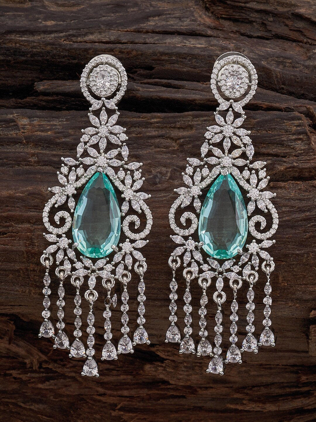 

Kushal's Fashion Jewellery Silver-Plated Teardrop Shaped Drop Earrings
