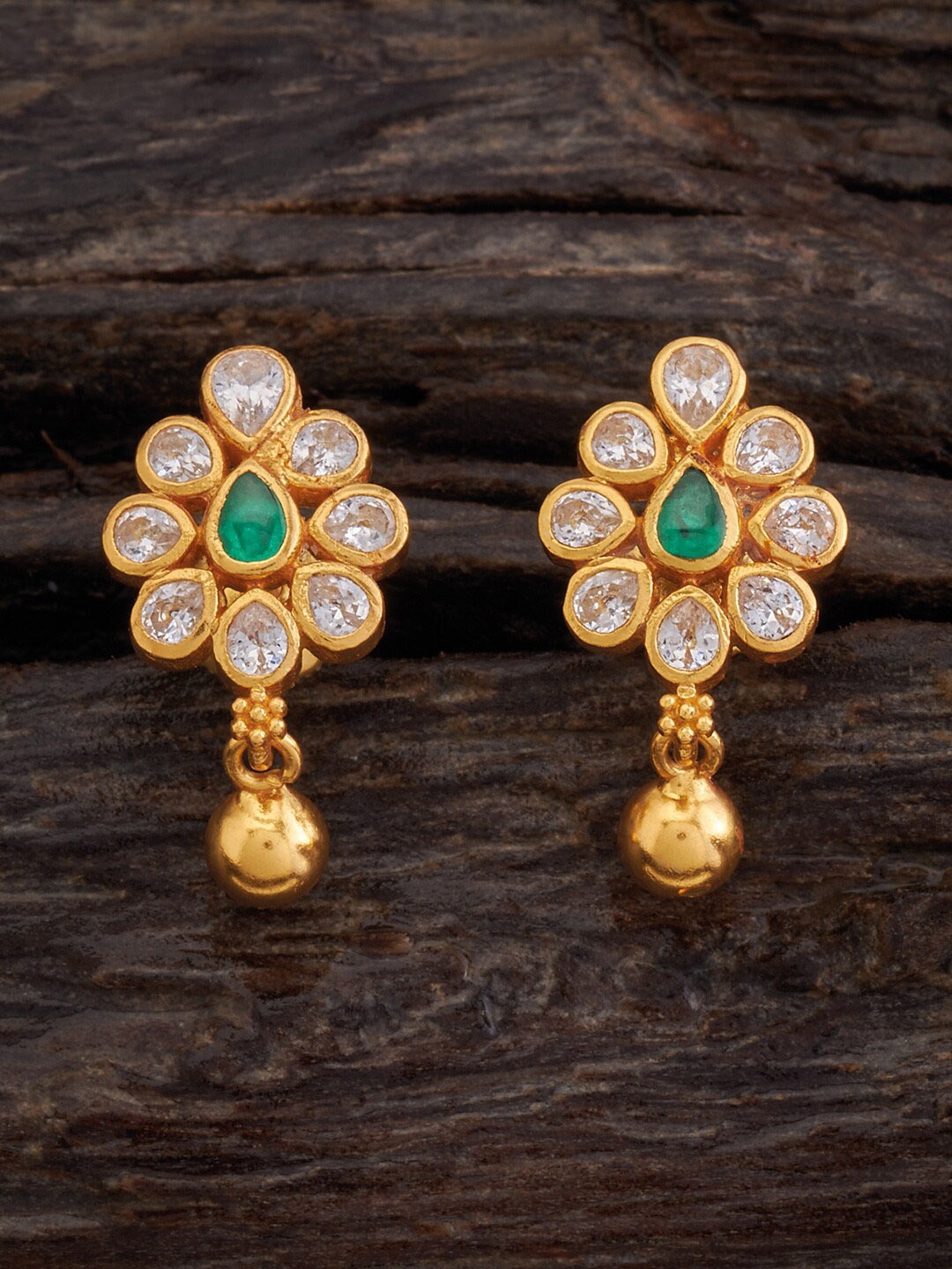 

Kushal's Fashion Jewellery 92.5 Pure Silver Oval Studs Earrings, Green