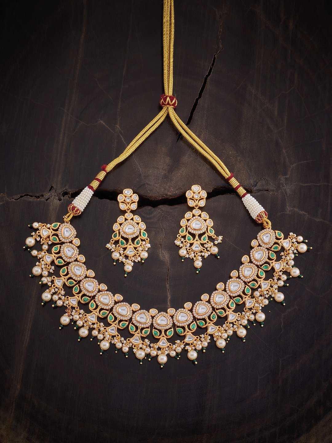 

Kushal's Fashion Jewellery Gold-Plated Stone-Studded Kundan Jewellery Set