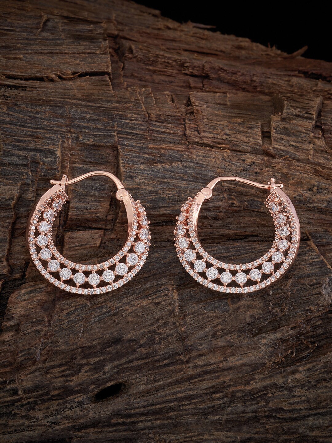 

Kushal's Fashion Jewellery Rose Gold-Plated Circular Hoop Earrings, White