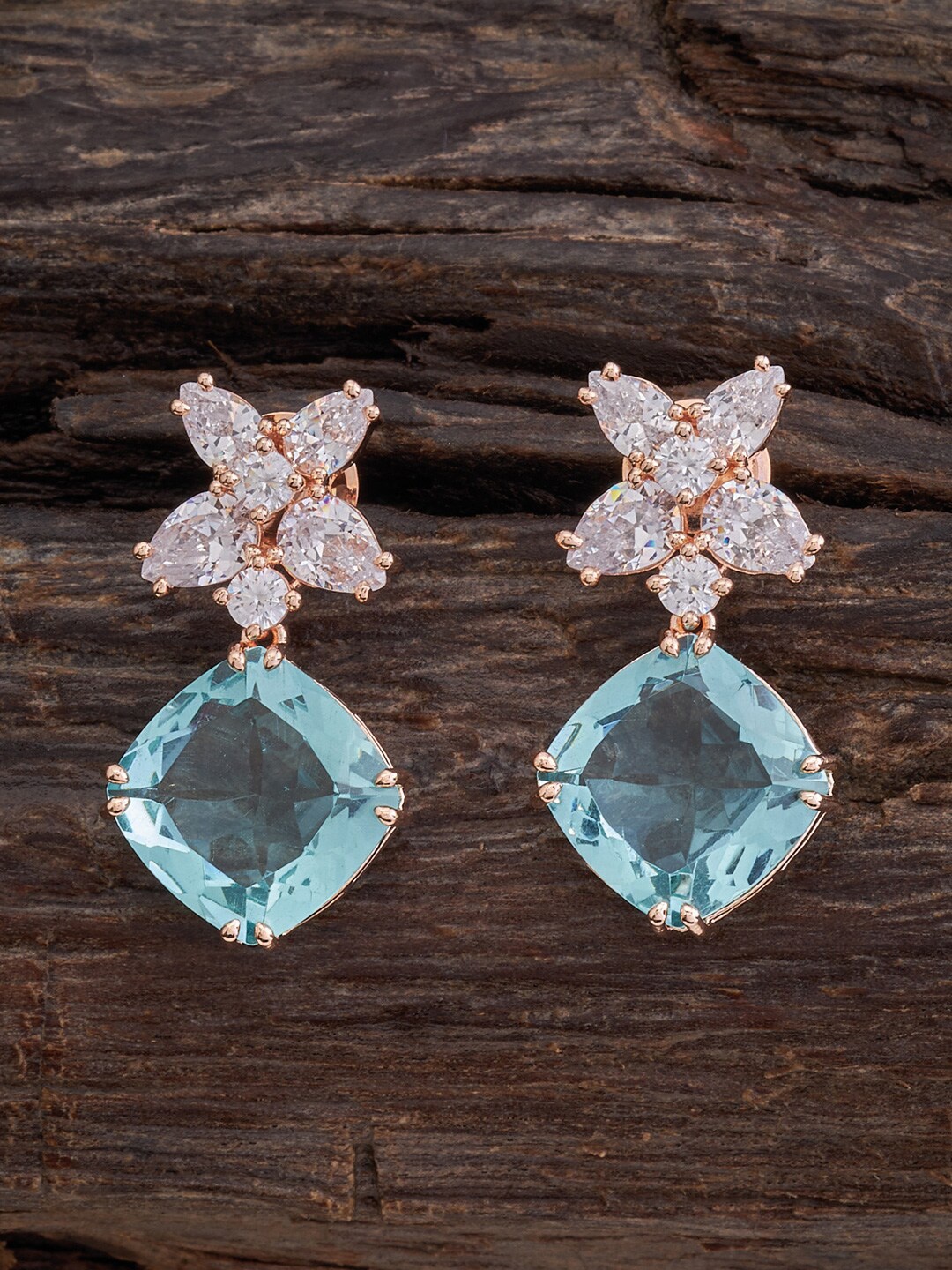 

Kushal's Fashion Jewellery Rose Gold-Plated Diamond Shaped Drop Earrings