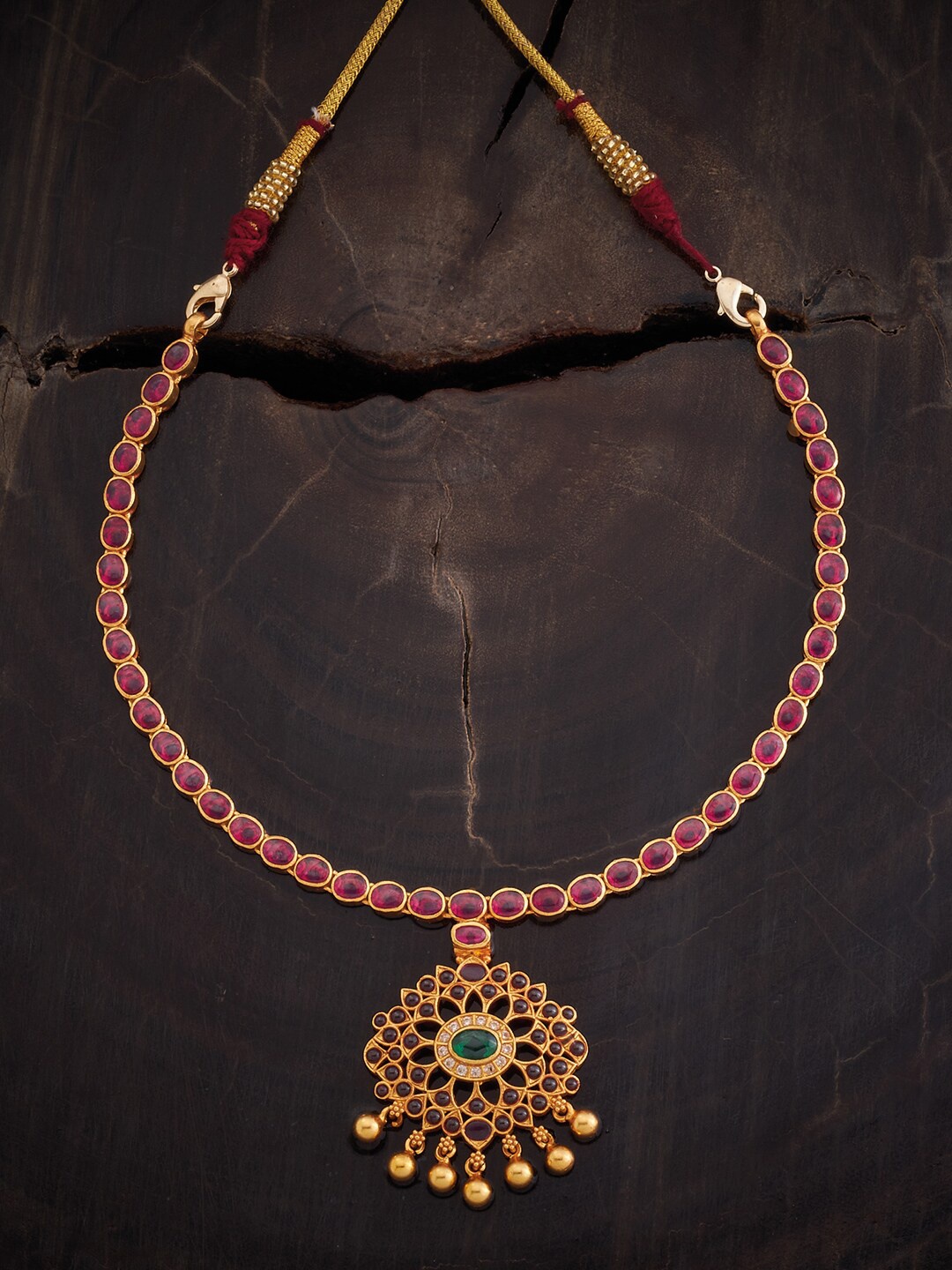 

Kushal's Fashion Jewellery Gold-Toned & Red Silver Necklace