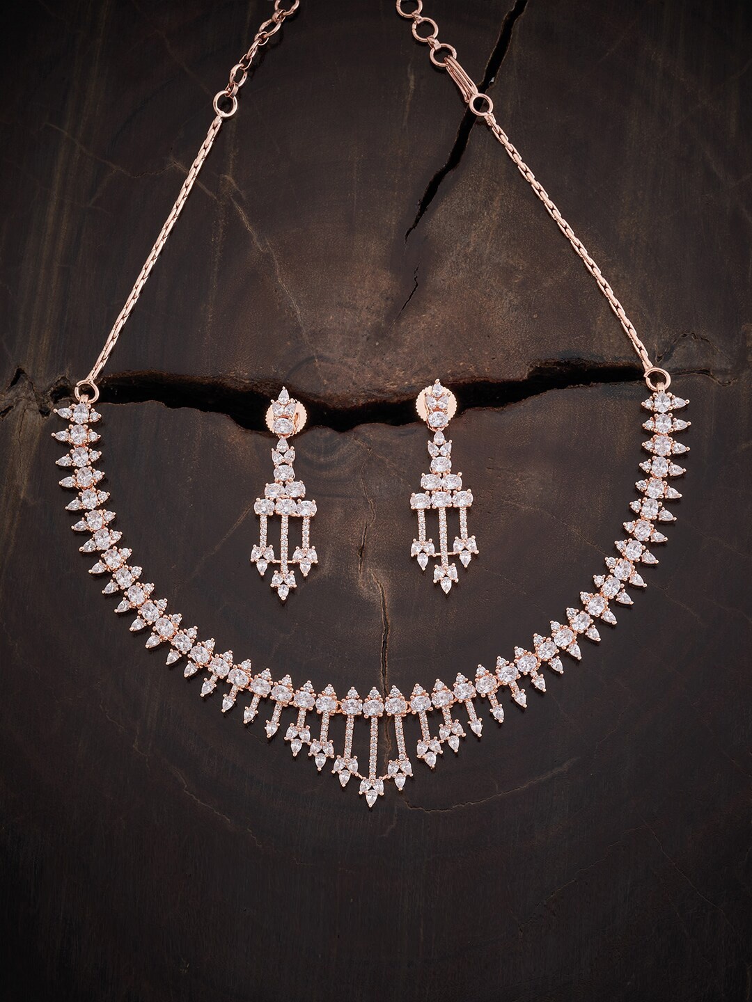 

Kushal's Fashion Jewellery Rose Gold-Plated CZ Studded Set