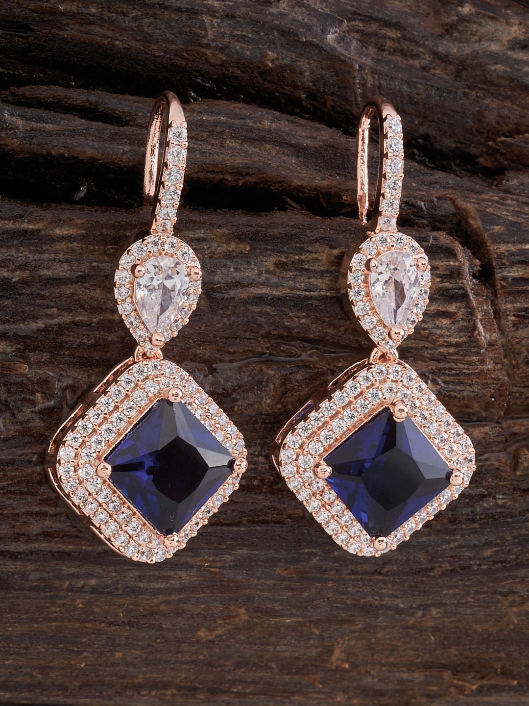 

Kushal's Fashion Jewellery Rose Gold-Plated Diamond Shaped Drop Earrings