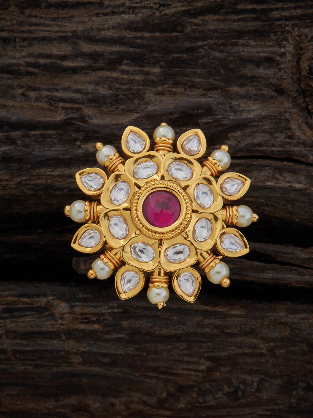 

Kushal's Fashion Jewellery Kundan-Studded Ring, Gold